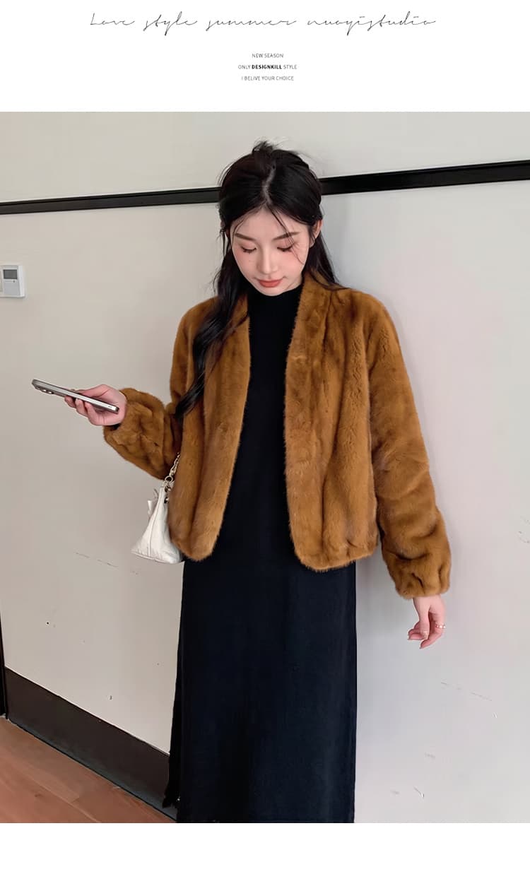 실사 지금 가을 겨울 새로운 방수 밍크 울 피모 하나 부드러운 찹쌀 비싼 가스 재킷 맨위 점프 슈트 치마 세트 상세 이미지 16