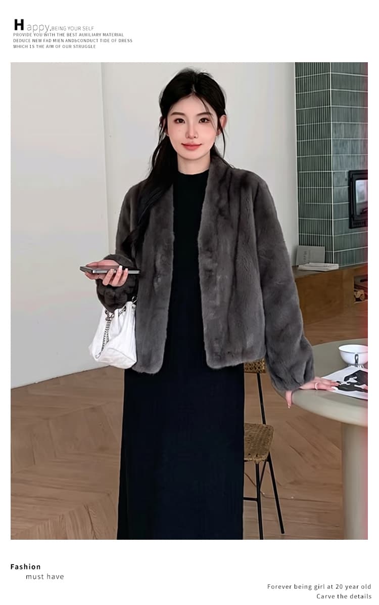 실사 지금 가을 겨울 새로운 방수 밍크 울 피모 하나 부드러운 찹쌀 비싼 가스 재킷 맨위 점프 슈트 치마 세트 상세 이미지 19