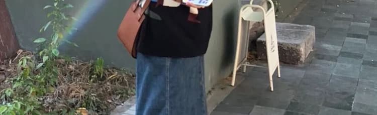 대 물품 인터넷 유명인 가을과 겨울 트렌드 대양 새로운 디자인 센스 루즈핏 느긋한 바람 임산부 스웨터 데님 치마 세트 상세 이미지 9