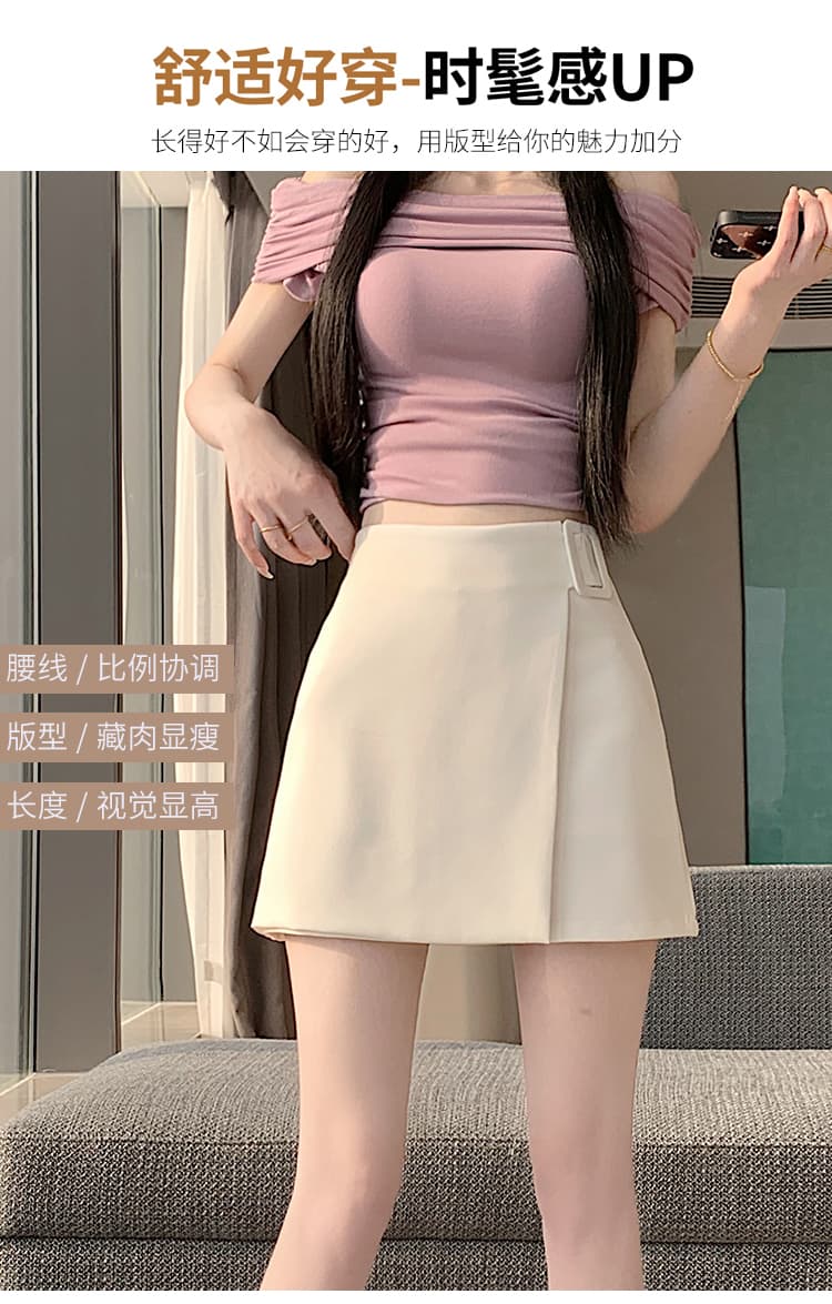 실사 2026 봄 여름 새로운 정장 반신 스커트 여성 작은 키 불규칙 A라인 스커트 하이웨이스트 타이트 스커트 미니 스커트 상세 이미지 6