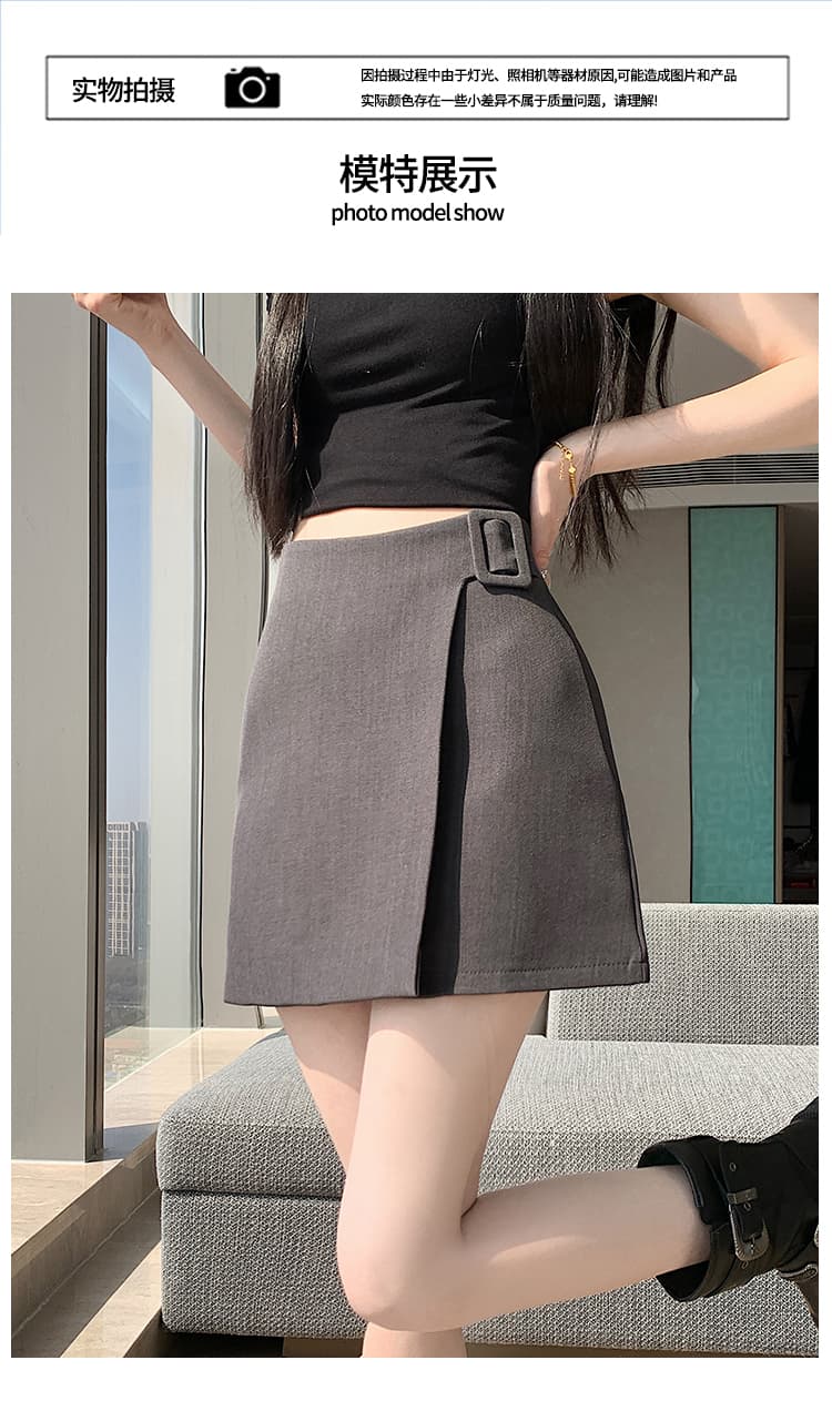 실사 2026 봄 여름 새로운 정장 반신 스커트 여성 작은 키 불규칙 A라인 스커트 하이웨이스트 타이트 스커트 미니 스커트 상세 이미지 15