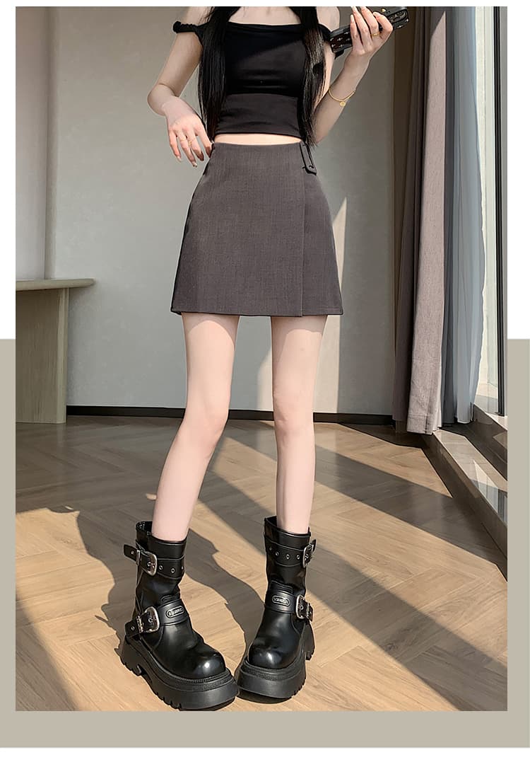 실사 2026 봄 여름 새로운 정장 반신 스커트 여성 작은 키 불규칙 A라인 스커트 하이웨이스트 타이트 스커트 미니 스커트 상세 이미지 16