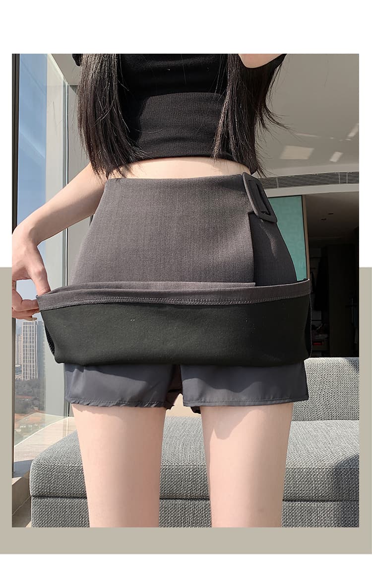 실사 2026 봄 여름 새로운 정장 반신 스커트 여성 작은 키 불규칙 A라인 스커트 하이웨이스트 타이트 스커트 미니 스커트 상세 이미지 18