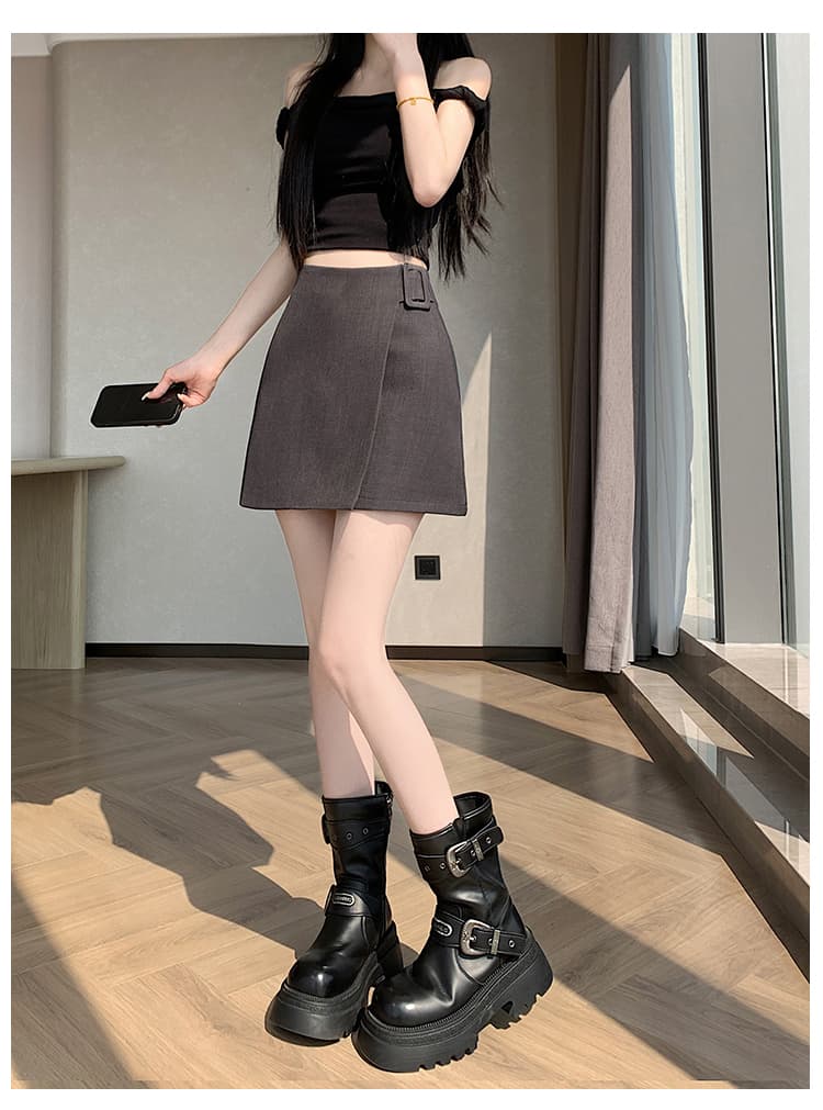 실사 2026 봄 여름 새로운 정장 반신 스커트 여성 작은 키 불규칙 A라인 스커트 하이웨이스트 타이트 스커트 미니 스커트 상세 이미지 20