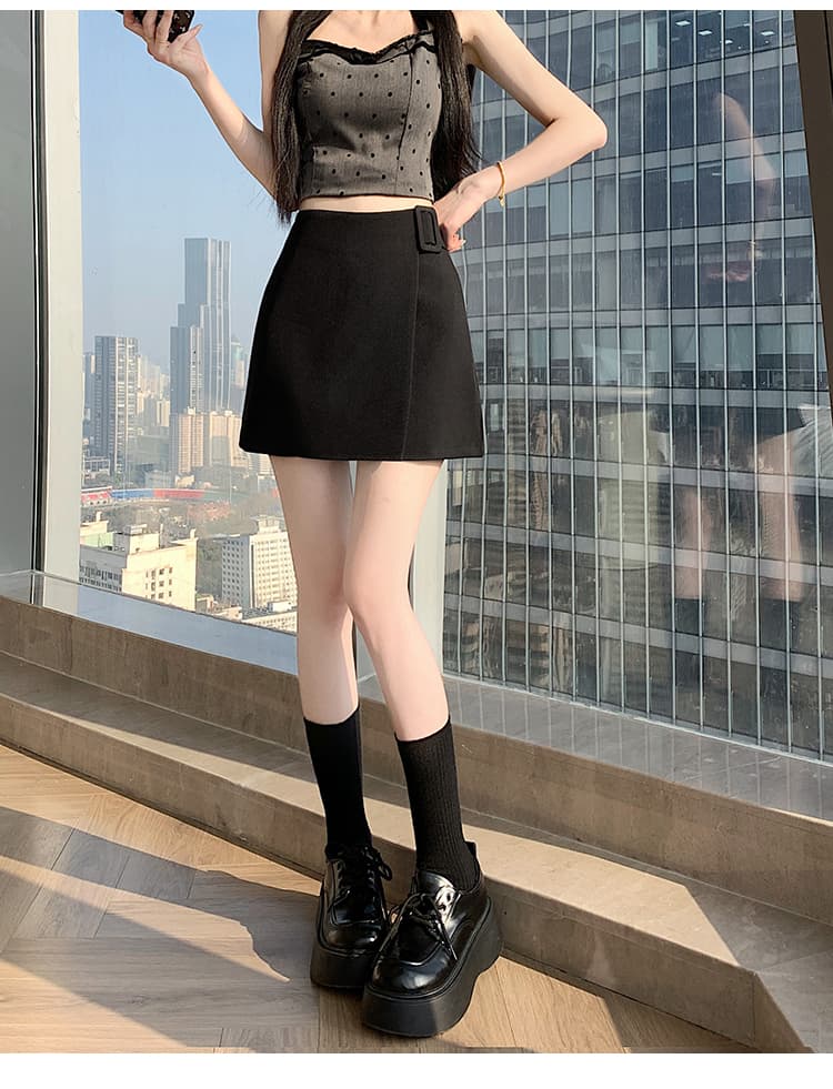 실사 2026 봄 여름 새로운 정장 반신 스커트 여성 작은 키 불규칙 A라인 스커트 하이웨이스트 타이트 스커트 미니 스커트 상세 이미지 25