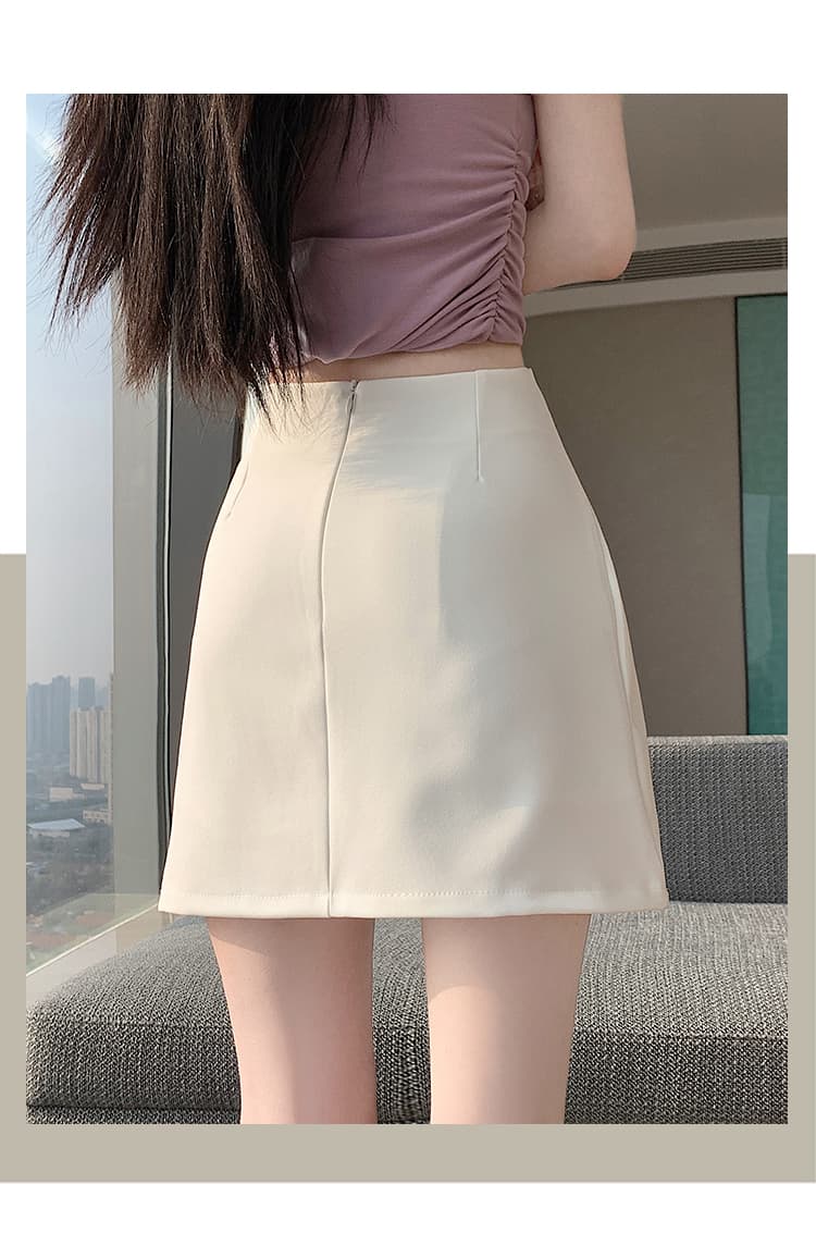 실사 2026 봄 여름 새로운 정장 반신 스커트 여성 작은 키 불규칙 A라인 스커트 하이웨이스트 타이트 스커트 미니 스커트 상세 이미지 35