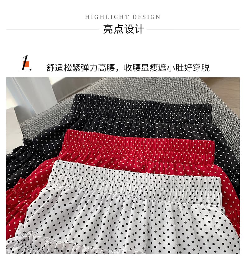 실사 학원 스타일 jk 미니 스커트 케이크 드레스 여성 하이웨이스트 디스플레이 농땡이 부리다 퍼프 스커트 미니 스커트 프릴 도트 무늬 한 마디 반 스커트 상세 이미지 10