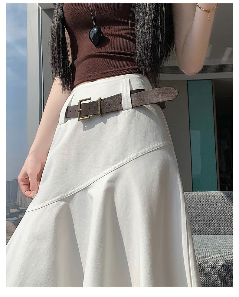 실사 레트로 불규칙 반신 스커트 여성 한 마디 프릴 중간 길이 스커트 디자인 센스 배 모양 큰 진자 롱 스커트 우산 치마 상세 이미지 15