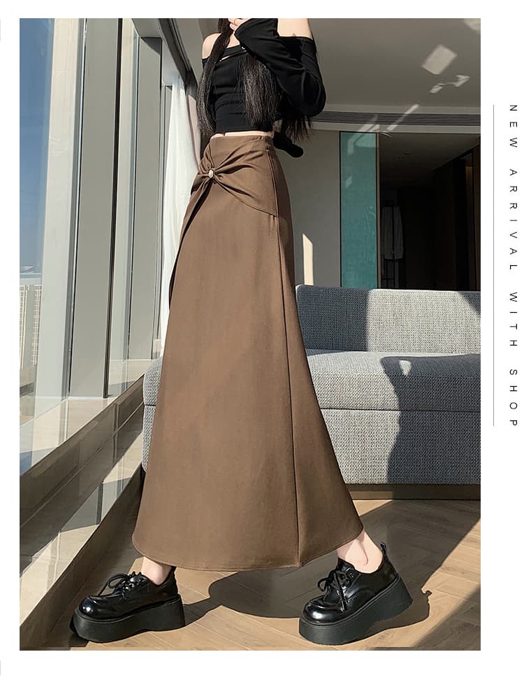실사 디자인 센스 비대칭 중 롱 스커트 여성 하이웨이스트 슬림해 보이는 A라인 스커트 불규칙 인어 꼬리 스커트 프릴 진자 치마 상세 이미지 17