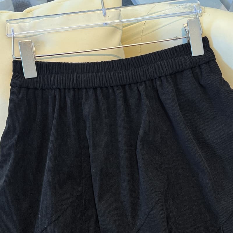실사 가을 겨울 코듀로이 롱 스커트 중 하이웨이스트 슬림해 보이는 반신 스커트 디자인 센스 펌프 Pleat 중간 길이 스커트 불규칙 진자 치마 상세 이미지 4