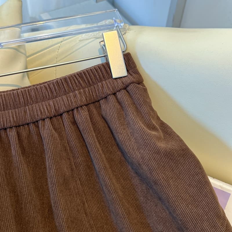 실사 가을 겨울 코듀로이 롱 스커트 중 하이웨이스트 슬림해 보이는 반신 스커트 디자인 센스 펌프 Pleat 중간 길이 스커트 불규칙 진자 치마 상세 이미지 14