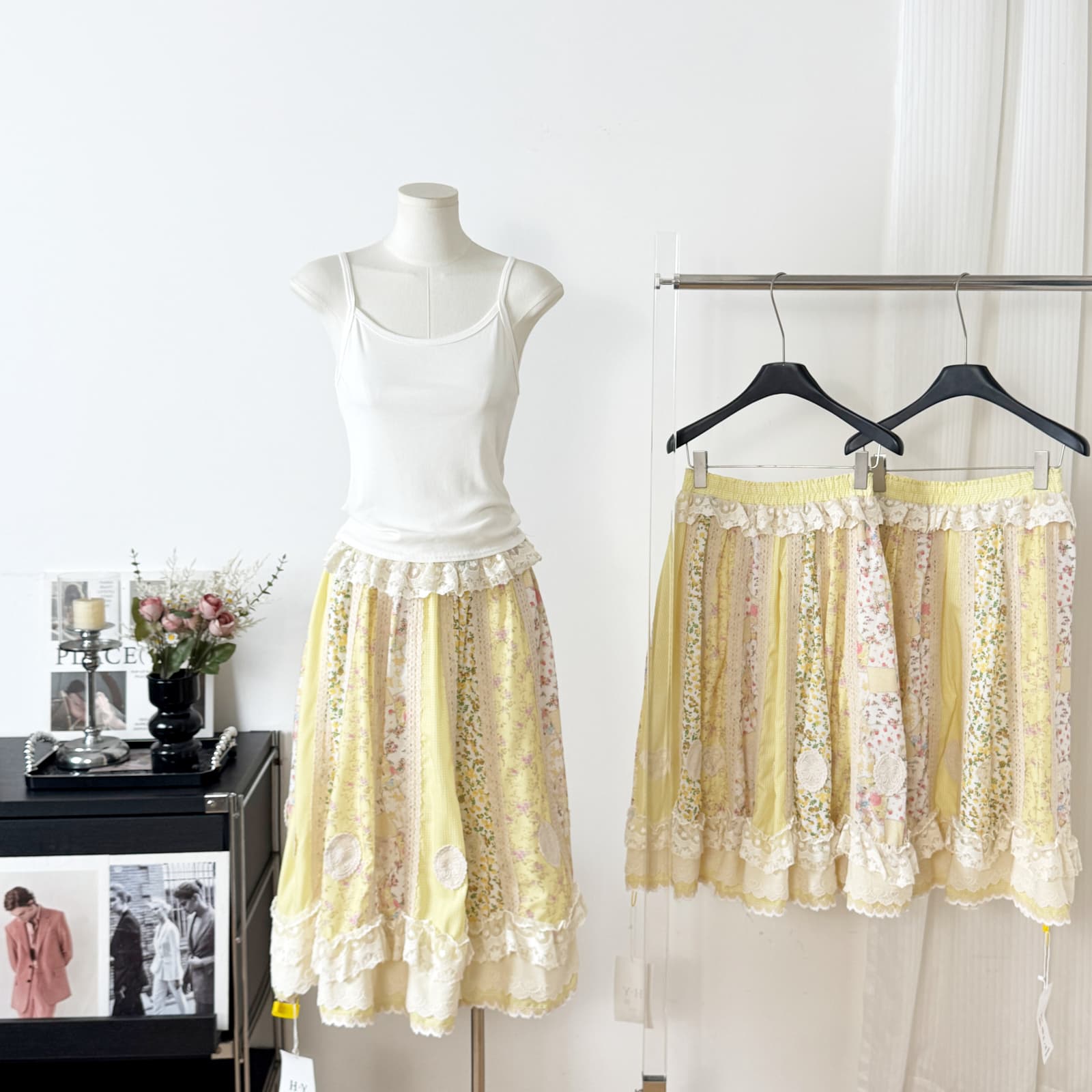 maggie s creations 가을의 날 밀 귀 직접 만든 센 부서 고대 복장 센스 싸움 천 꽃무늬 반신 스커트 상세 이미지 1