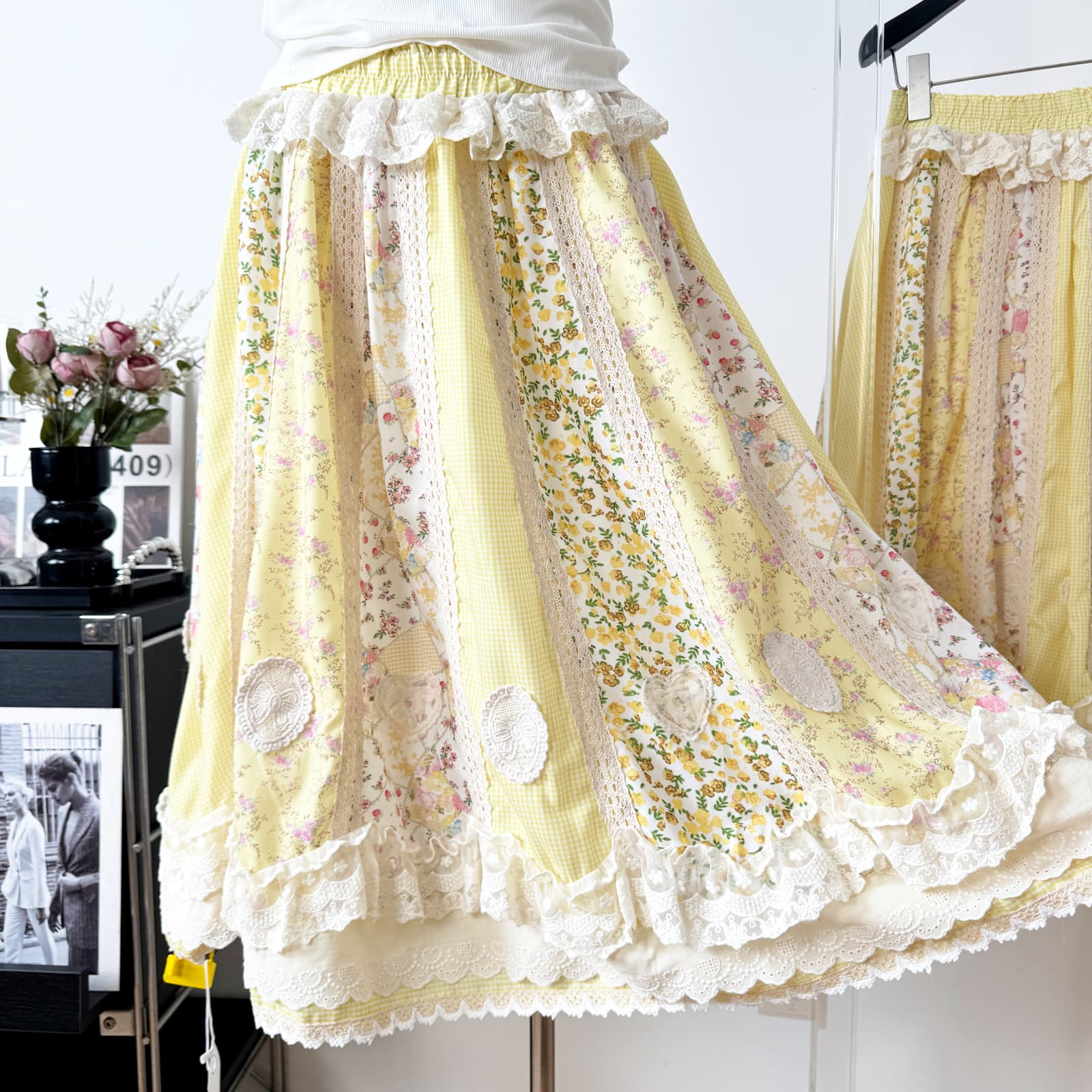 maggie s creations 가을의 날 밀 귀 직접 만든 센 부서 고대 복장 센스 싸움 천 꽃무늬 반신 스커트 상세 이미지 3