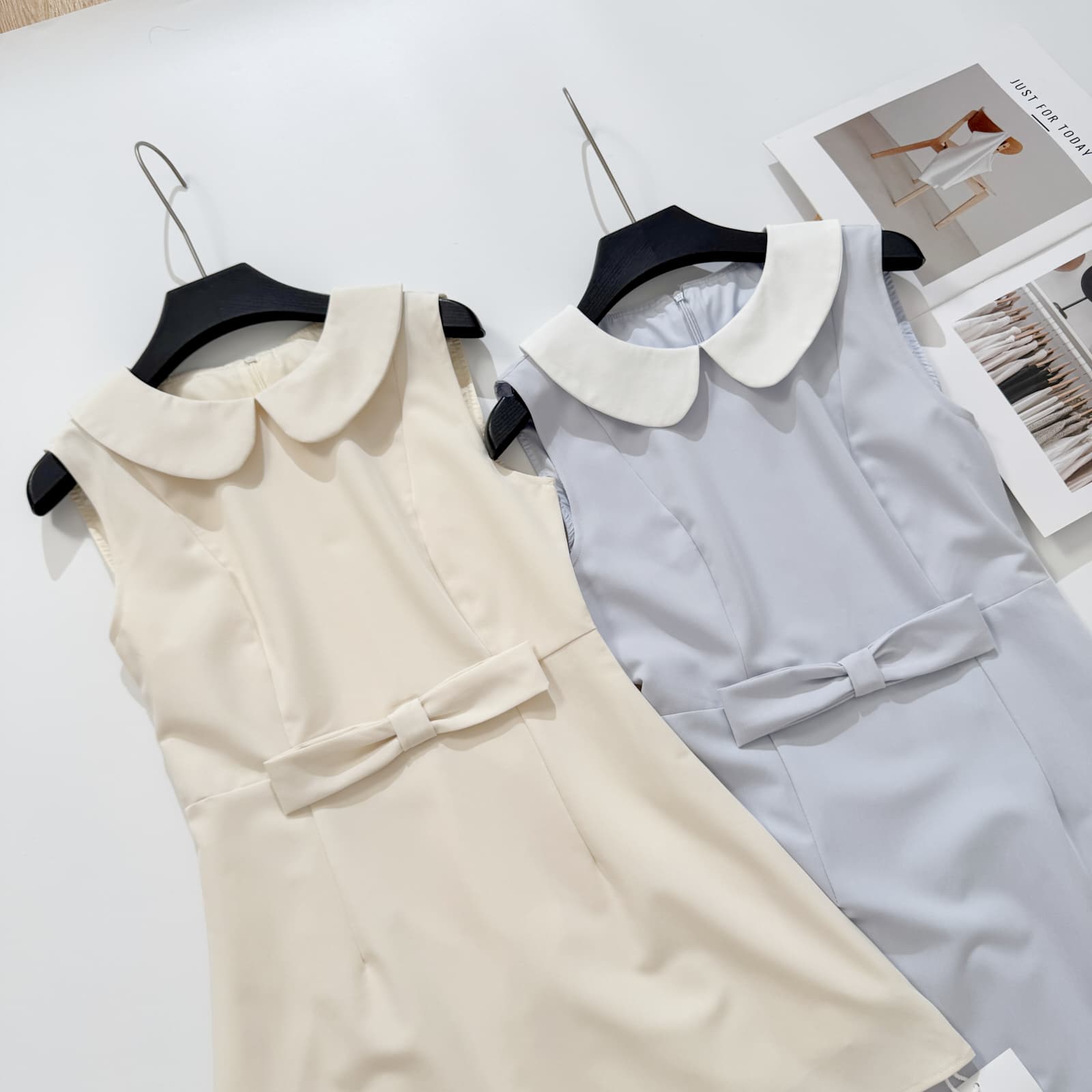 jmshop 윈저 미스 tr 사선 무늬 웨스트 로드 중 베이비 칼라 여성 드레스 허리 수축 슬림해 보이는 민소매 조끼 스커트 이미지 6