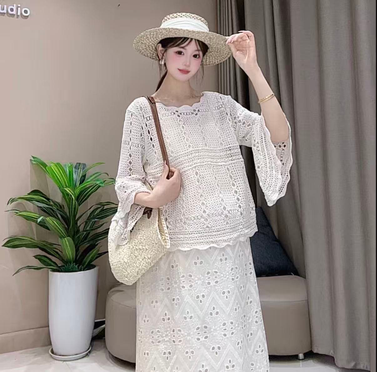 출산 착용 여름 새로운 자수 홀로우 아웃 조끼 원피스 이미지 4