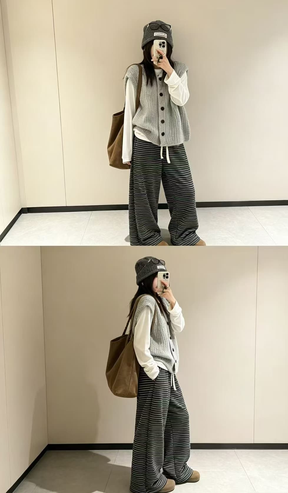 지금 신제품 가을 임산부 느긋한 바람 패션 트렌드 다용도 작은 대중 스택 착용 라운드 넥 민소매 베스트 맨위 상세 이미지 6