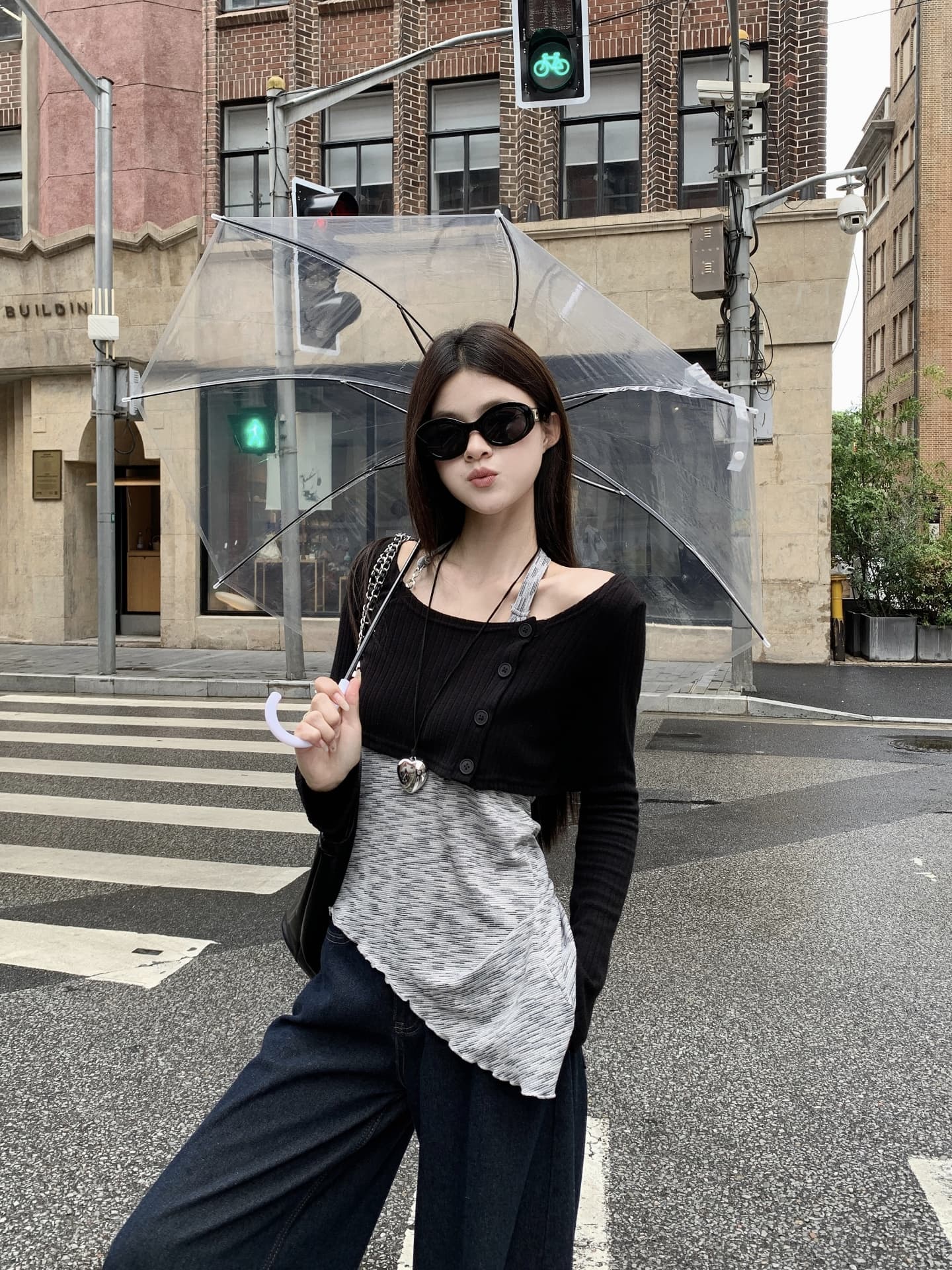 실사 정가 봄 새로운 한 부서 외부 가져 가라. 긴팔 어깨 오픈 가디건 행침 목 불규칙 인사이드 가져 가라. 투피스 세트 상세 이미지 2
