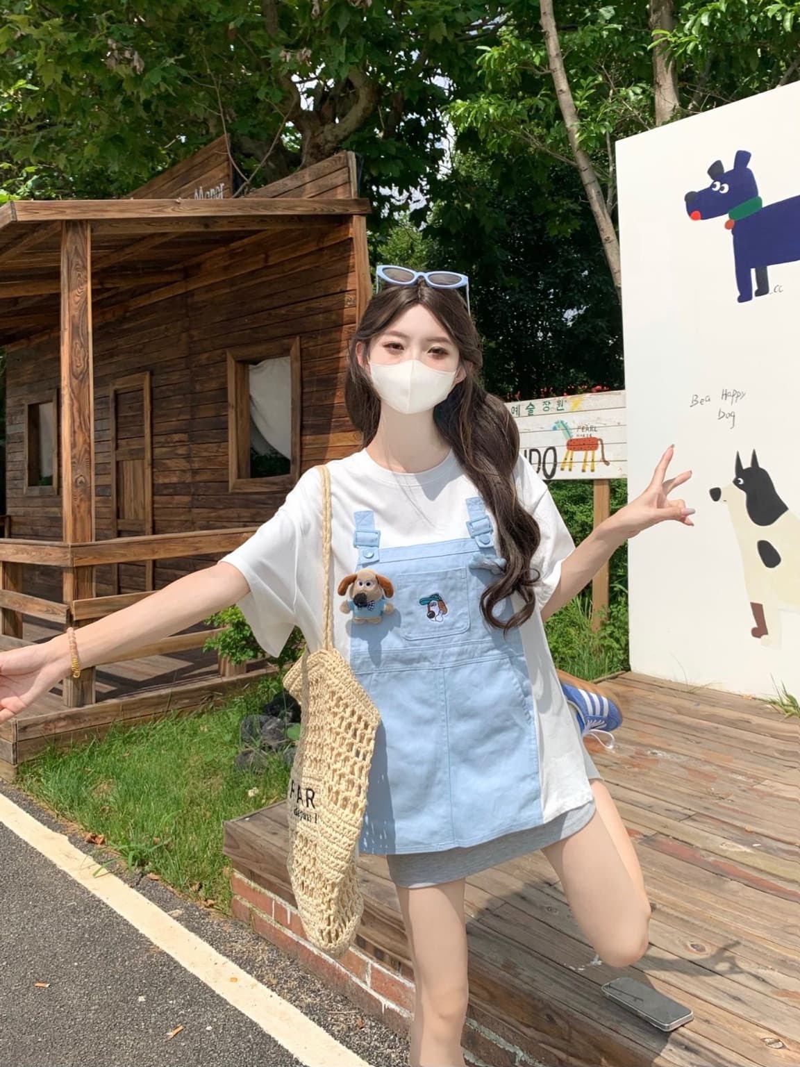 실사 정가 만화 자수 캐주얼 페이크 레이어드 연령 감소 반팔 티셔츠 루즈핏 슬림해 보이는 맨위 이미지 3