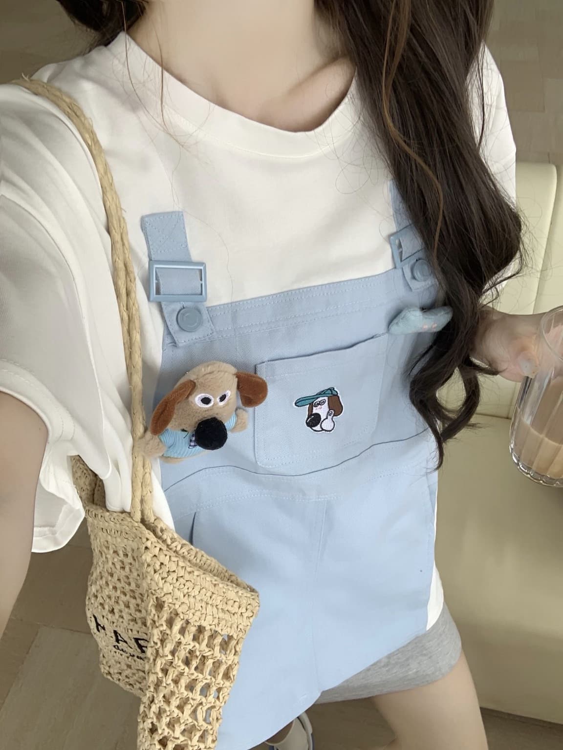 실사 정가 만화 자수 캐주얼 페이크 레이어드 연령 감소 반팔 티셔츠 루즈핏 슬림해 보이는 맨위 상세 이미지 2