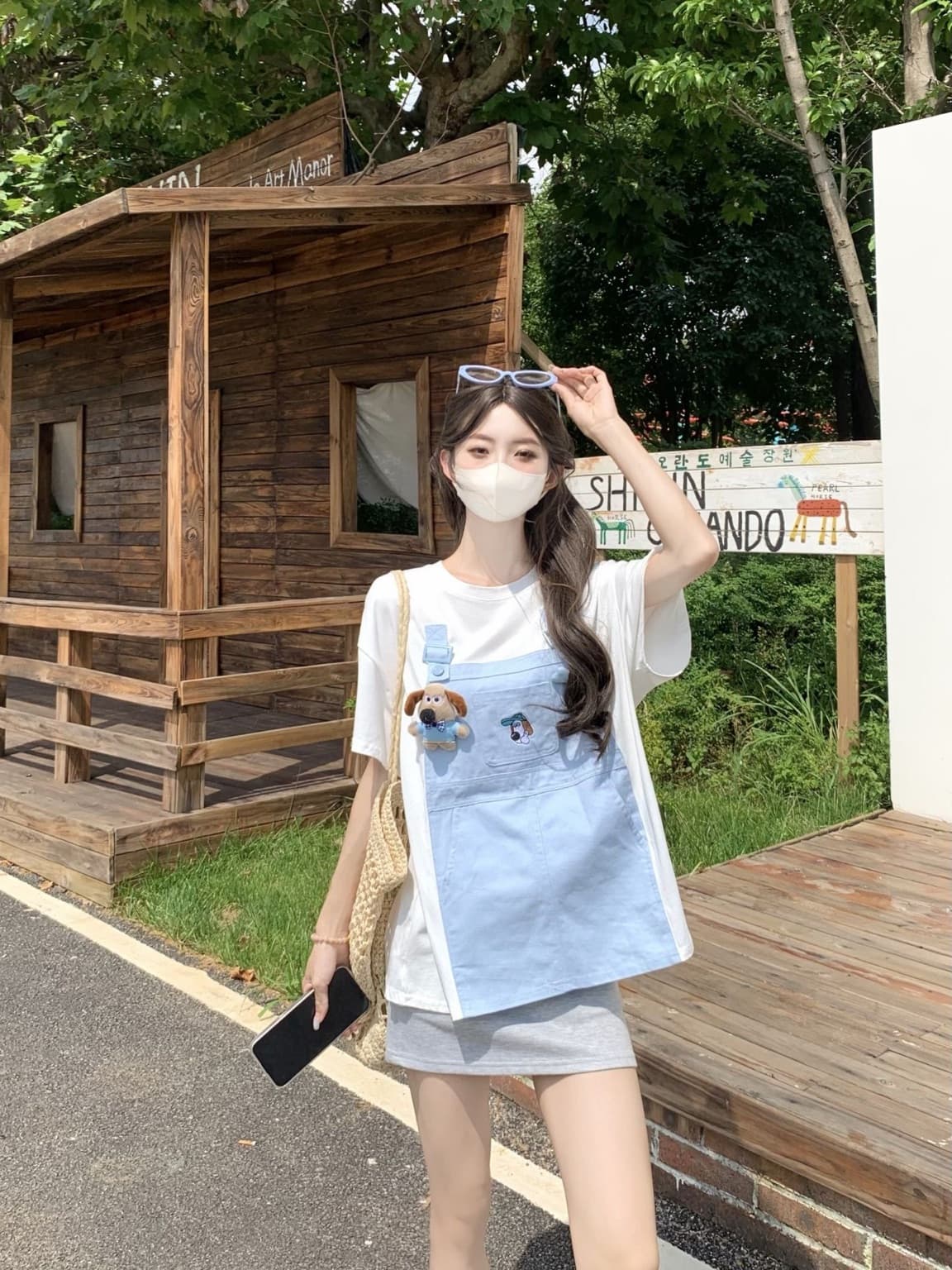 실사 정가 만화 자수 캐주얼 페이크 레이어드 연령 감소 반팔 티셔츠 루즈핏 슬림해 보이는 맨위 상세 이미지 6