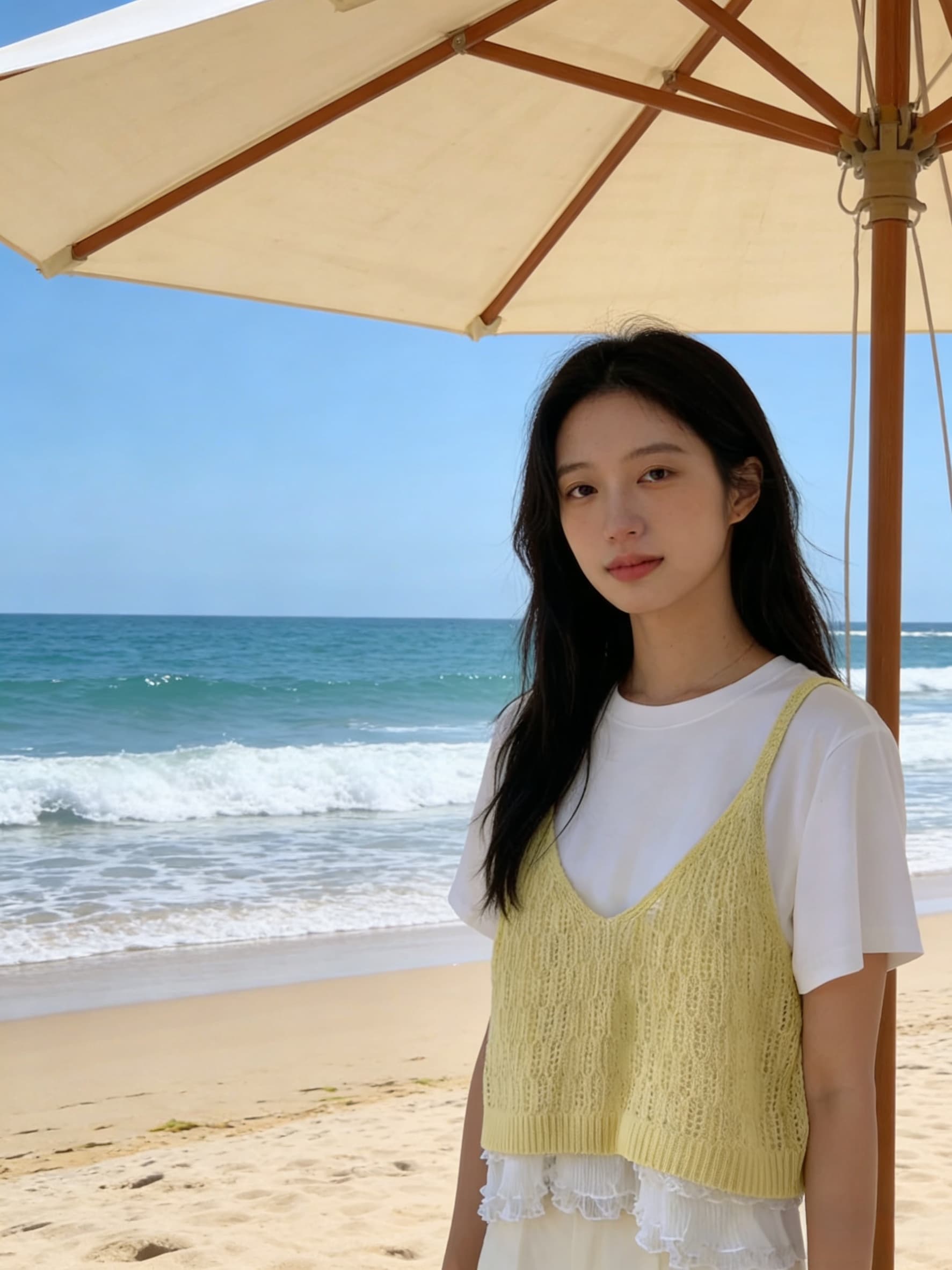 단색 니트 캐미솔 여름 새로운 한국 스타일 쇼트 스타일 여성 의류 상세 이미지 3