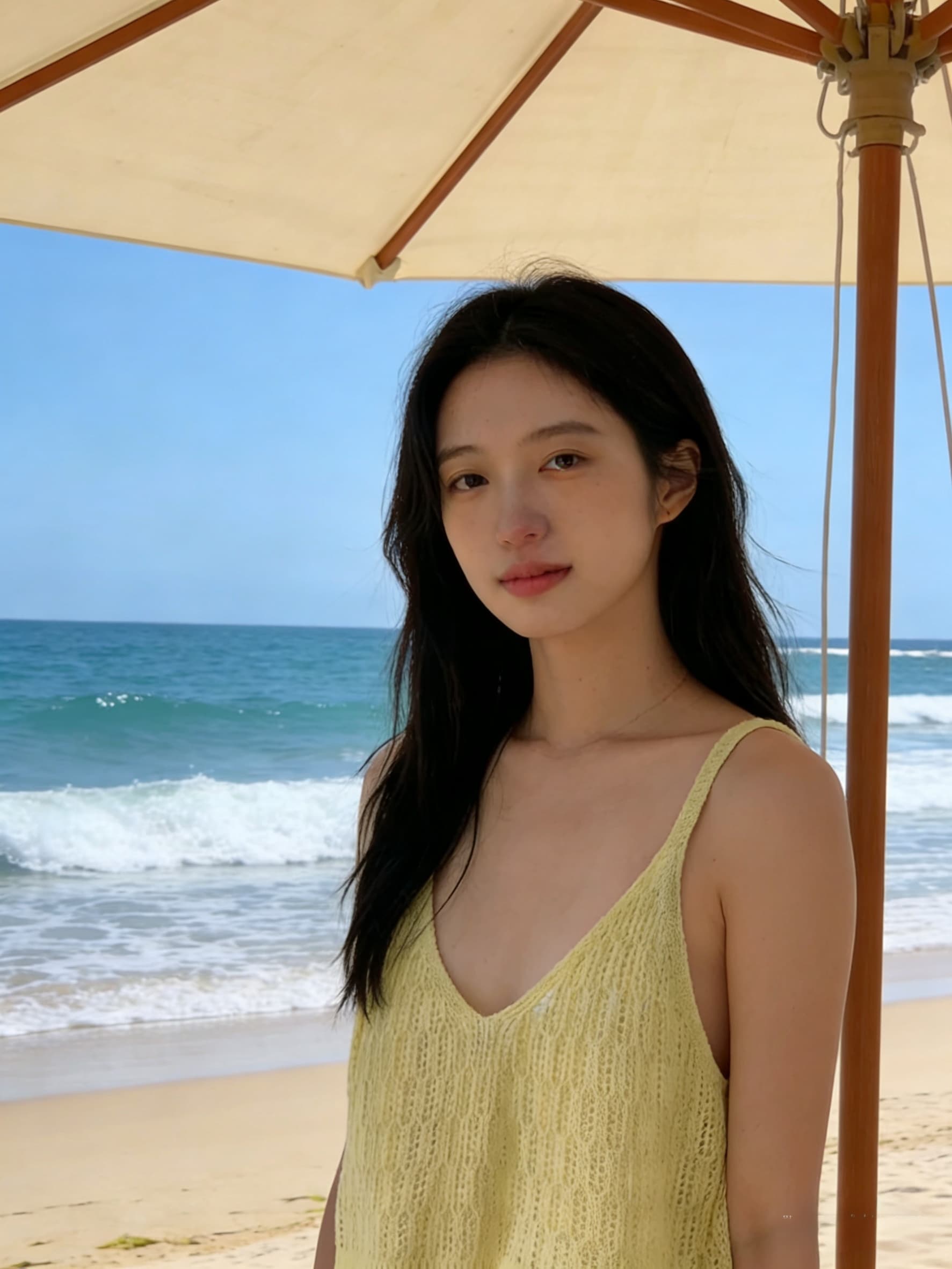 단색 니트 캐미솔 여름 새로운 한국 스타일 쇼트 스타일 여성 의류 상세 이미지 8