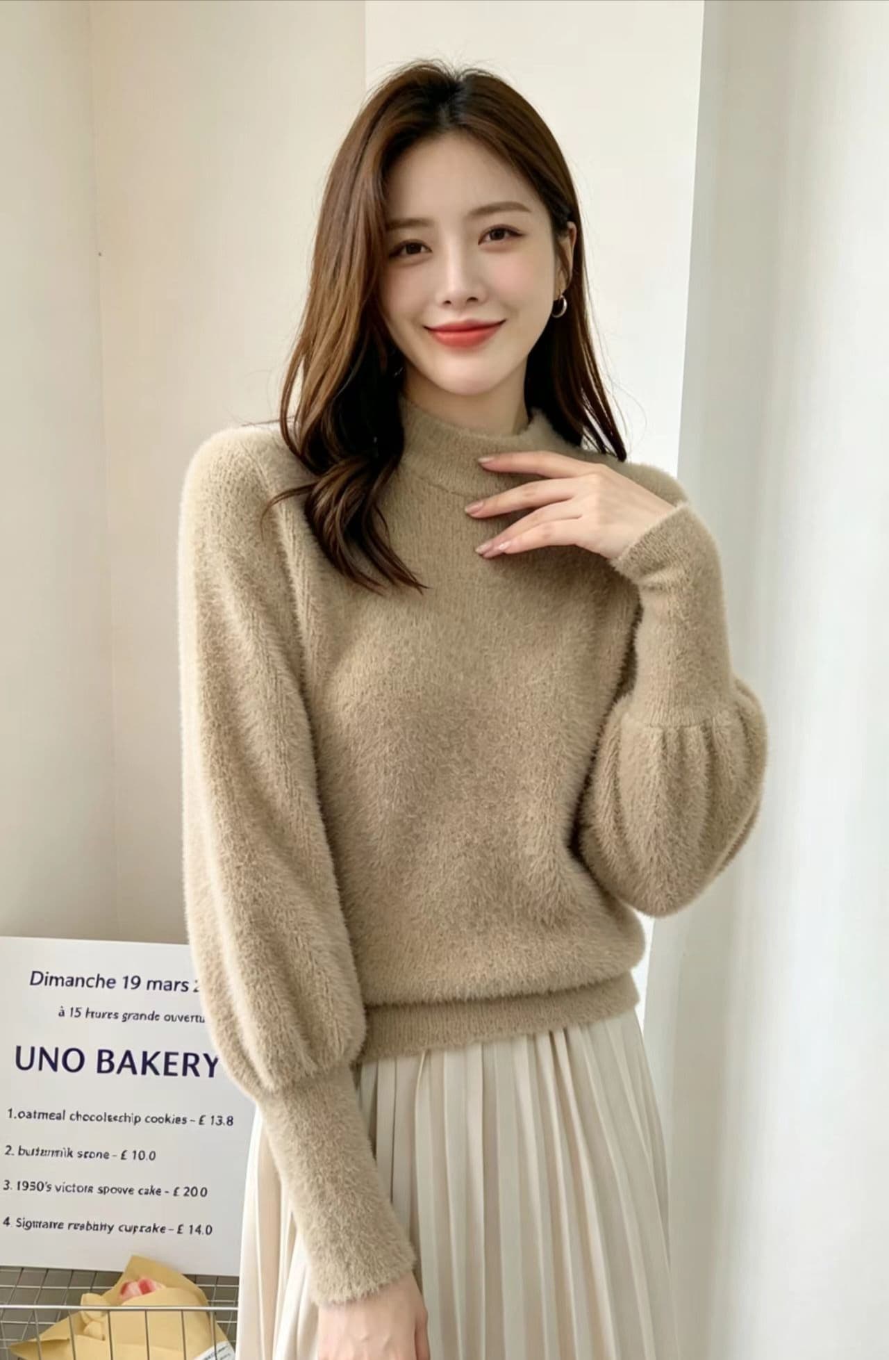 가을 겨울 새로운 단색 반하이넥 라운드 넥 미니멀리즘 연령 감소 셔츠 여성 출퇴근 다용도 루즈핏 니트 스웨터 스웨터 상세 이미지 2