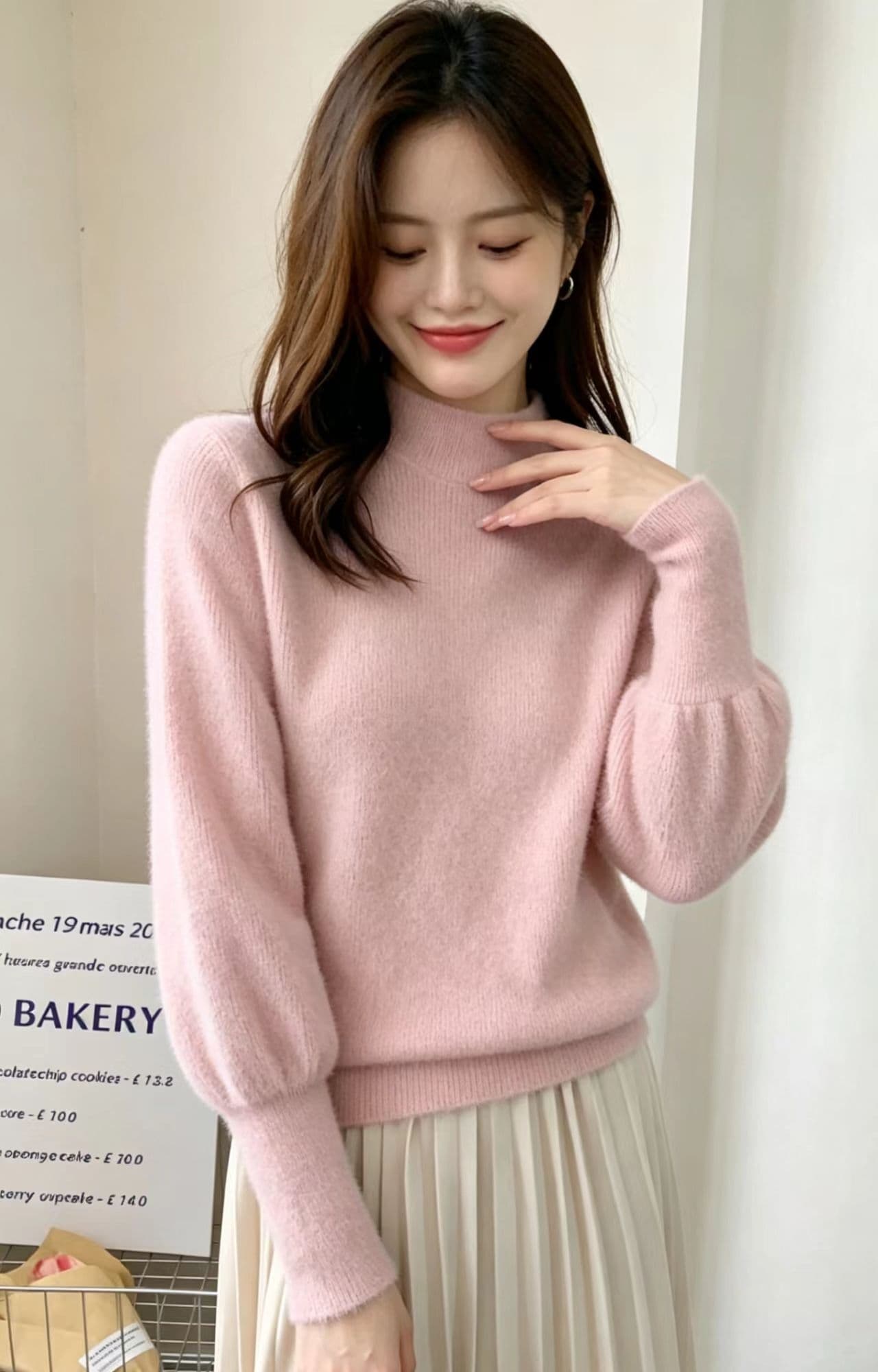 가을 겨울 새로운 단색 반하이넥 라운드 넥 미니멀리즘 연령 감소 셔츠 여성 출퇴근 다용도 루즈핏 니트 스웨터 스웨터 상세 이미지 3