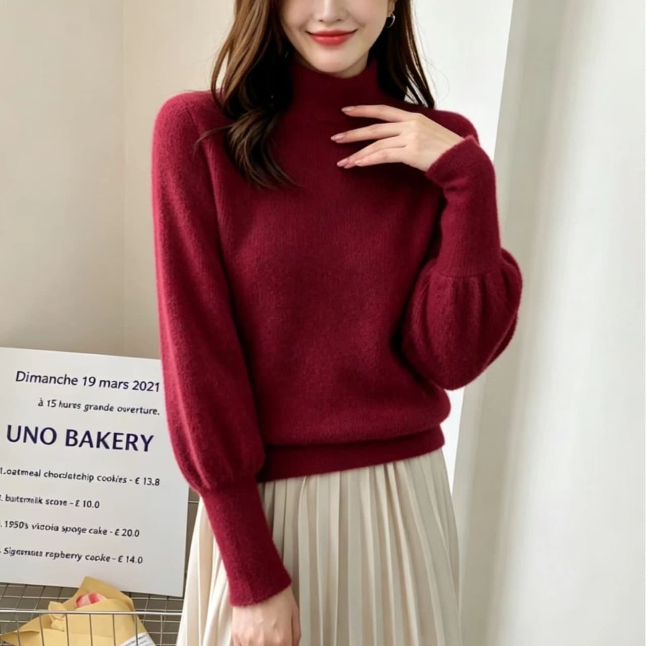 가을 겨울 새로운 단색 반하이넥 라운드 넥 미니멀리즘 연령 감소 셔츠 여성 출퇴근 다용도 루즈핏 니트 스웨터 스웨터 이미지 4