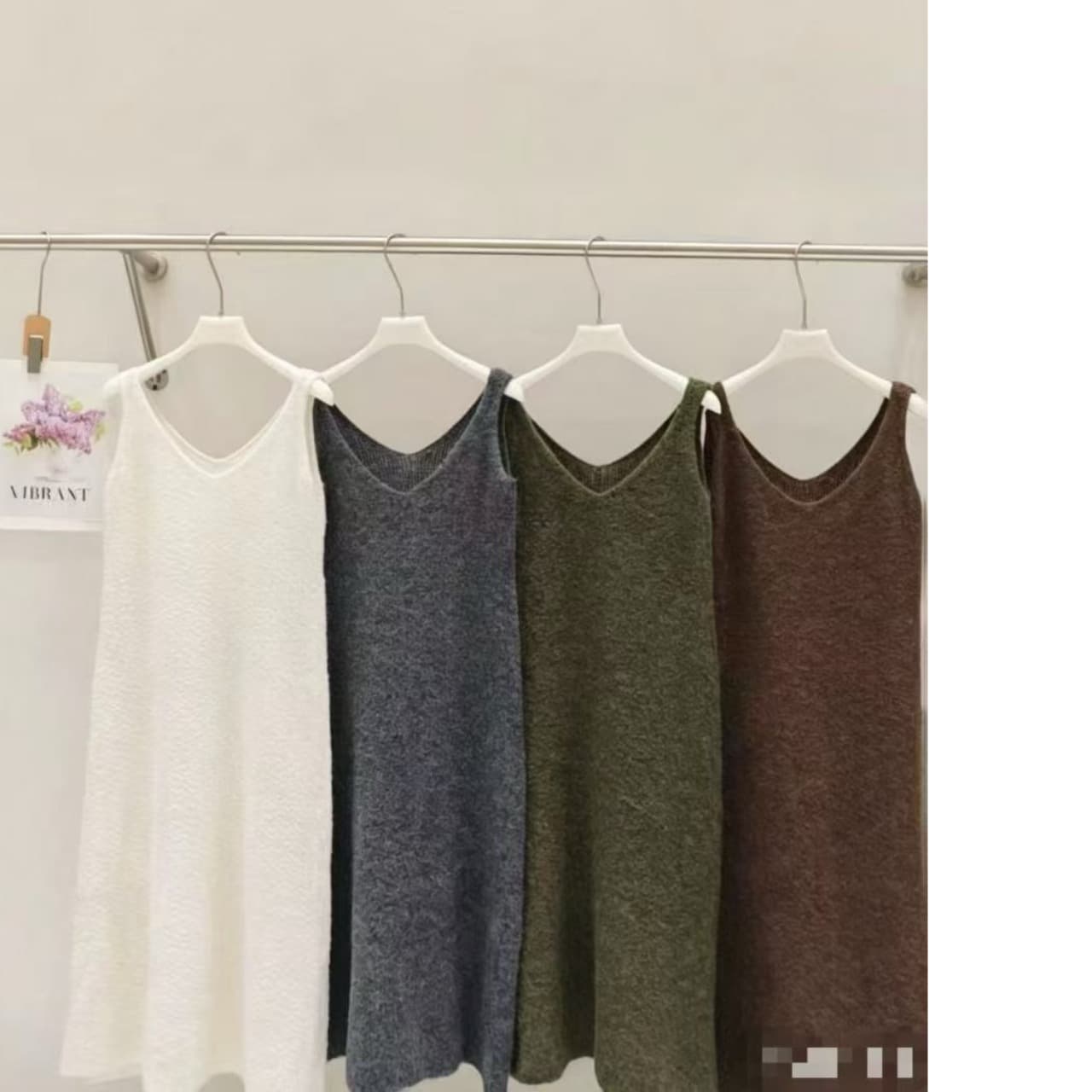 부드러운 바람 프랑스식 품격 V넥 니트 여성 드레스 미니멀리즘 허리 수축 슬립 롱 스커트 이미지 5