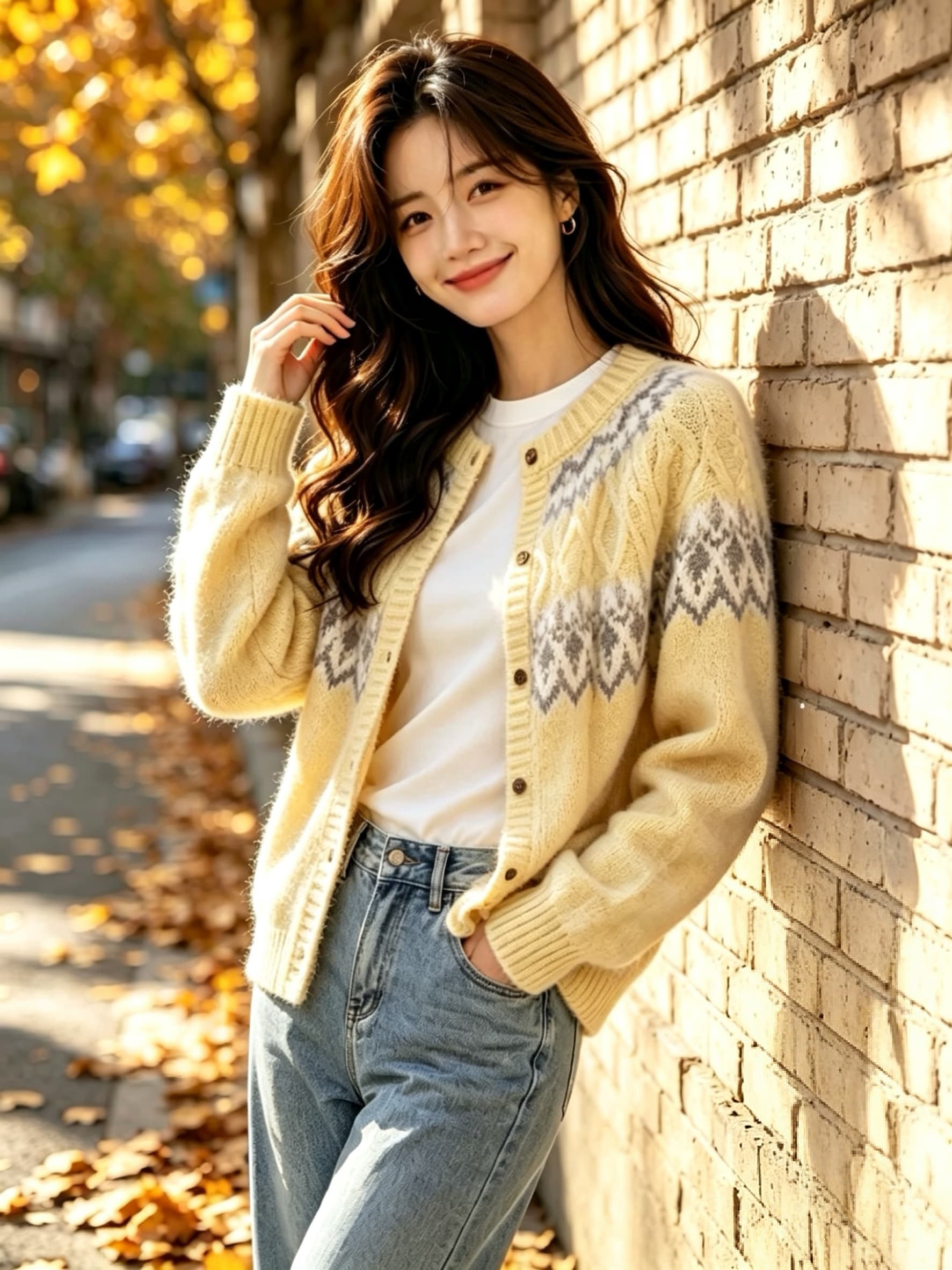 한 부서 느긋한 바람 가을 겨울 착용 가져 가라. 니트 오픈 가디건 레트로 라운드 넥 루즈핏 배색 패치워크 높은 품질 스웨터 코트 상세 이미지 2