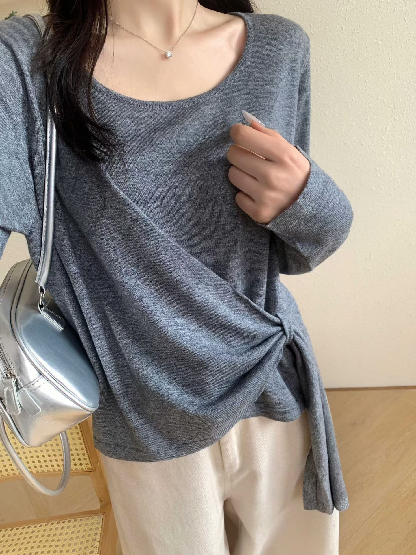 한 부서 새로운 카디건 흔들다 칼라 다용도 여성 가을 허리 수축 슬림해 보이는 인사이드 가져 가라. 만나는 니트 긴 소매 맨위 상세 이미지 2