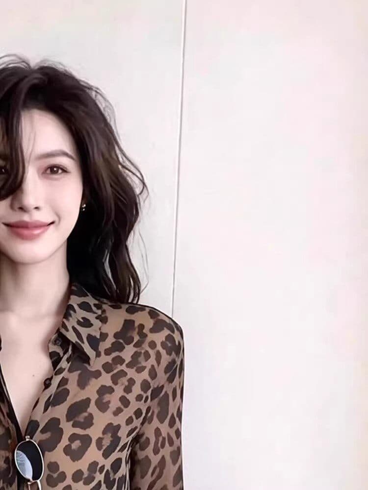 유럽 상품 레오파드 무늬 긴팔 자외선 차단 여성 셔츠 봄 여름 얇은 스타일 루즈핏 쉬폰 블라우스 디자인 센스 레트로 품격 작은 맨위 상세 이미지 4
