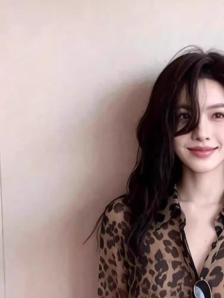 유럽 상품 레오파드 무늬 긴팔 자외선 차단 여성 셔츠 봄 여름 얇은 스타일 루즈핏 쉬폰 블라우스 디자인 센스 레트로 품격 작은 맨위 상세 이미지 5