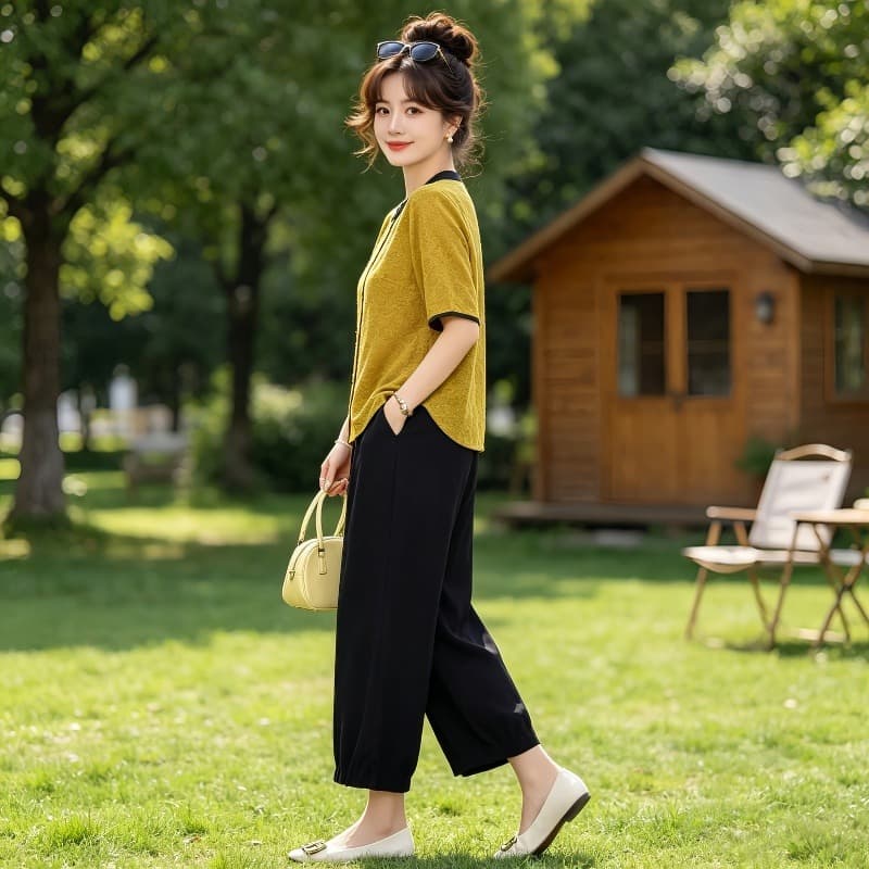 여름 섹션 반팔 티셔츠 여성 연령 감소 외국 가스 맨위 고급 품격 작은 셔츠 중년 어머니 드레스 이미지 4