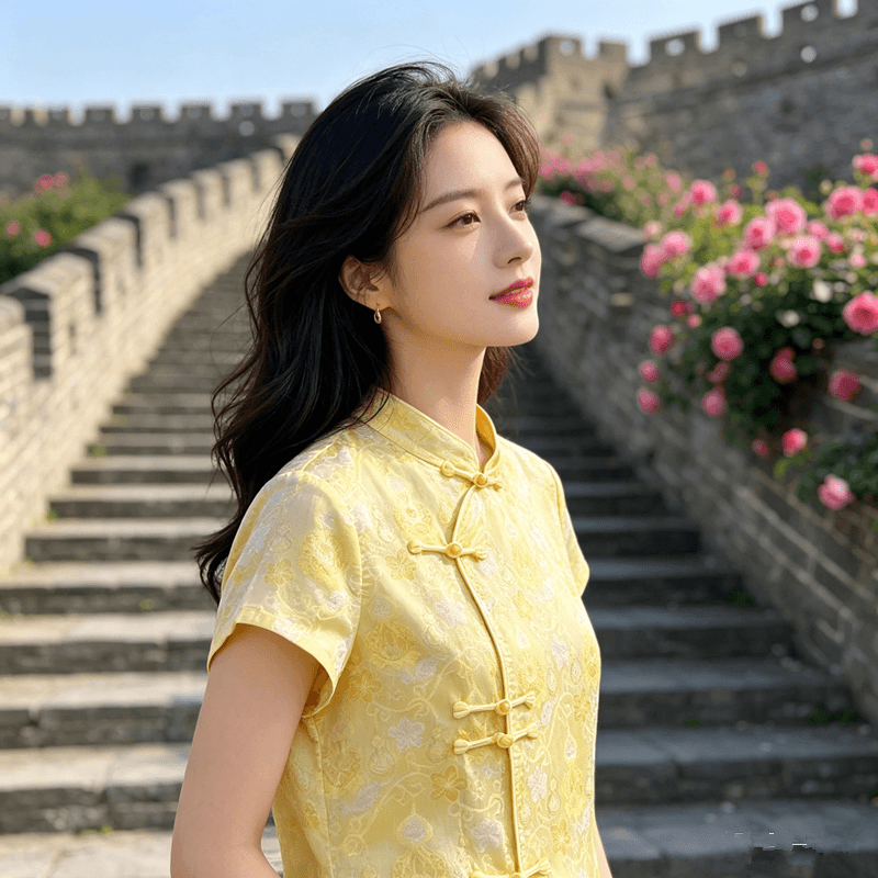 중식 새로운 국풍 다용도 셔츠 만나는 2026 라운드 넥 반팔 루즈핏 슬림해 보이는 품격 맨위 상세 이미지 3