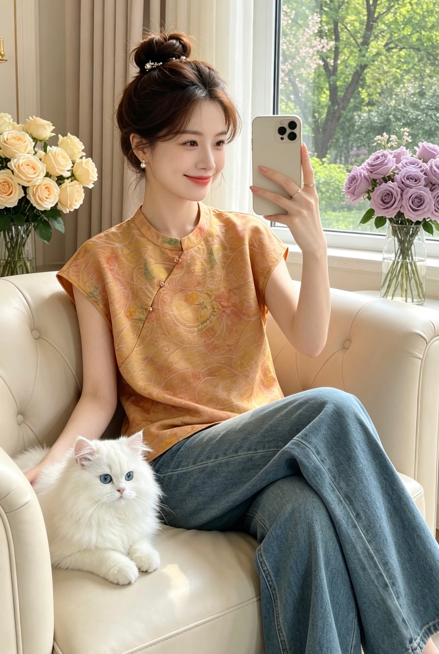 중식 새로운 국풍 다용도 셔츠 만나는 2026 라운드 넥 반팔 루즈핏 슬림해 보이는 품격 맨위