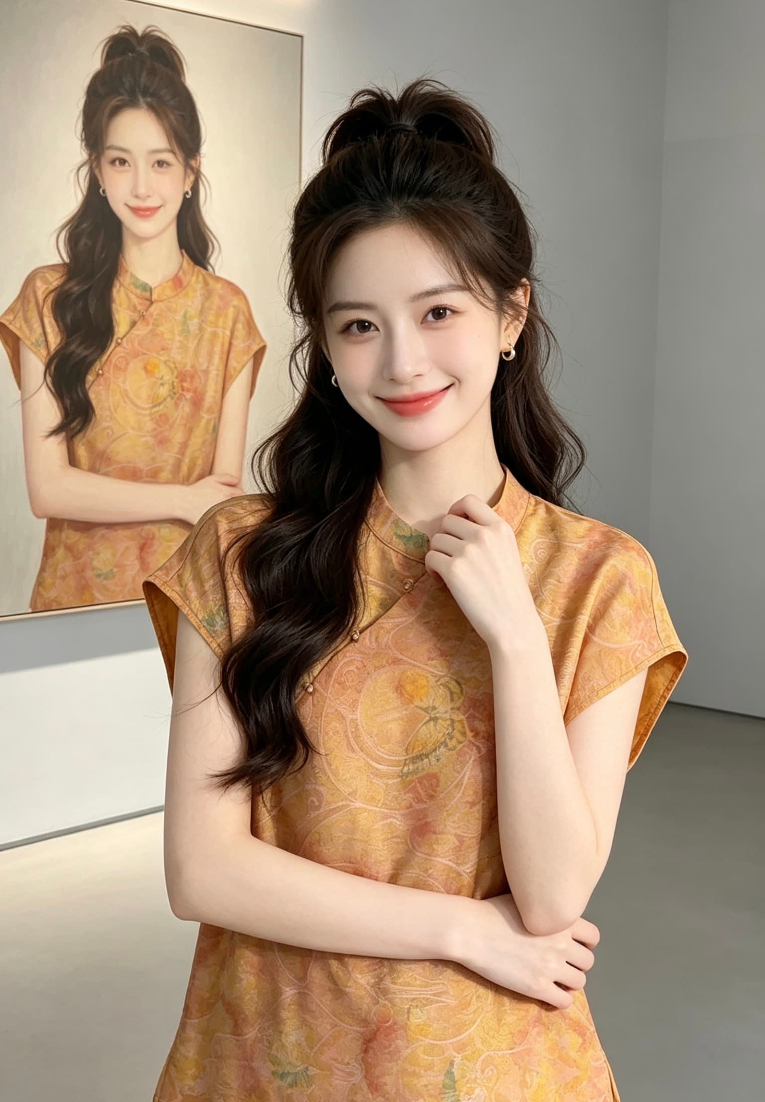 중식 새로운 국풍 다용도 셔츠 만나는 2026 라운드 넥 반팔 루즈핏 슬림해 보이는 품격 맨위 상세 이미지 4