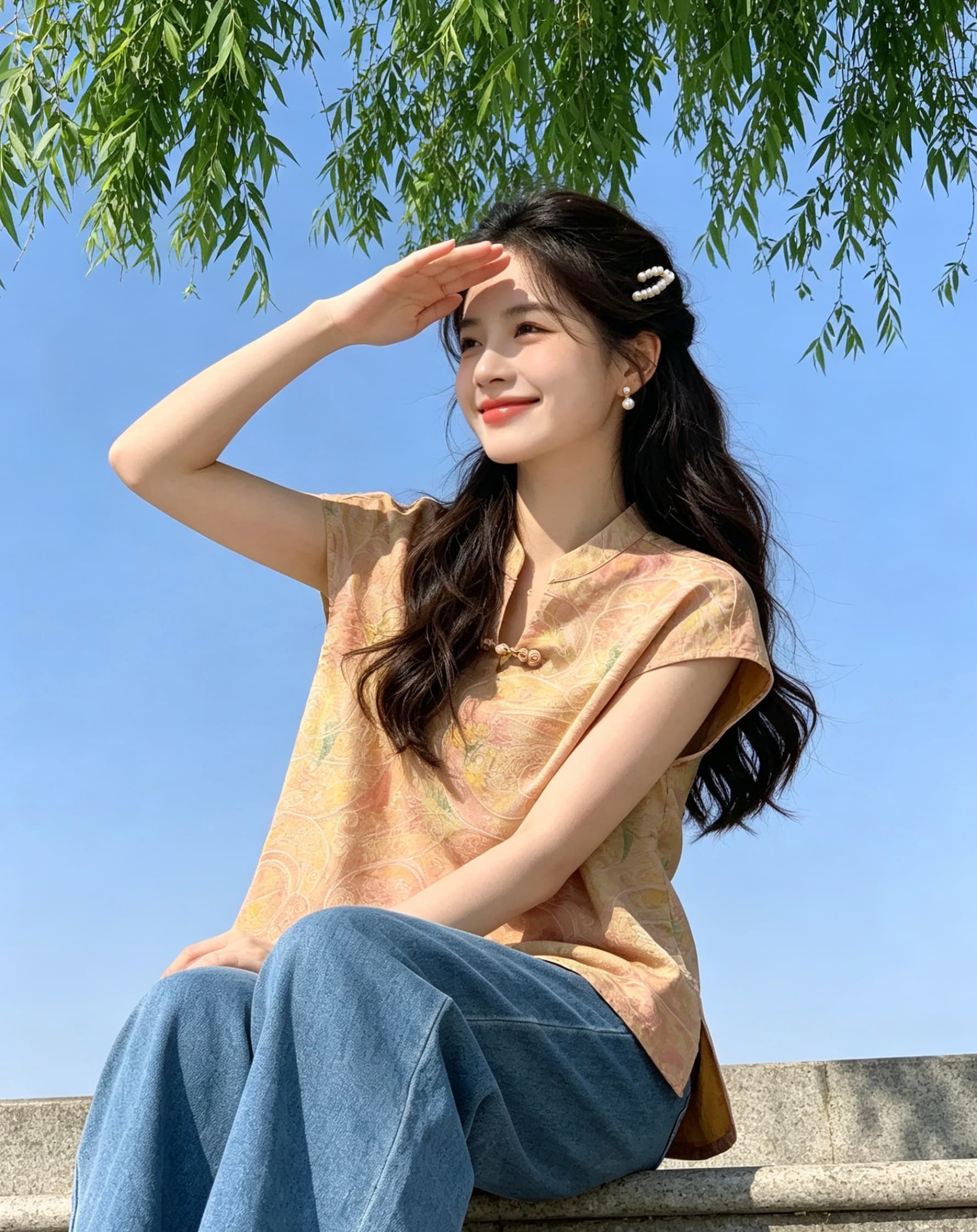 중식 새로운 국풍 다용도 셔츠 만나는 2026 라운드 넥 반팔 루즈핏 슬림해 보이는 품격 맨위 상세 이미지 13