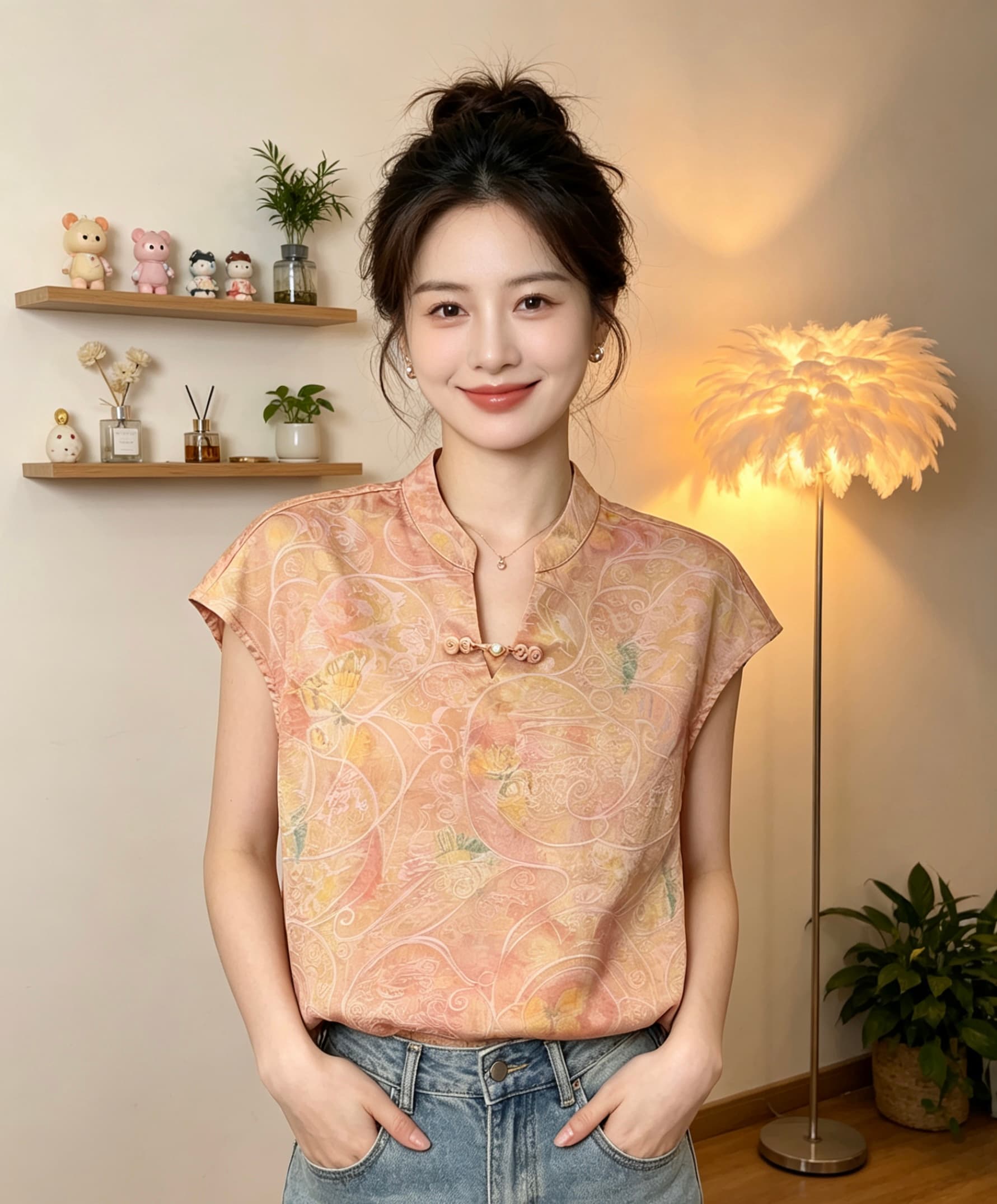 중식 새로운 국풍 다용도 셔츠 만나는 2026 라운드 넥 반팔 루즈핏 슬림해 보이는 품격 맨위 상세 이미지 22