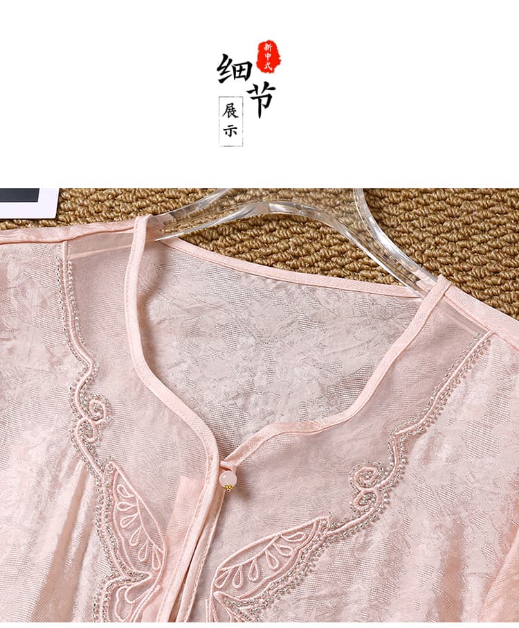 여름 새로운 새로운 중식 국풍 자수 여성 셔츠 패션 루즈핏 자외선 차단 맨위 품격 고급 센스 셔츠 상세 이미지 15