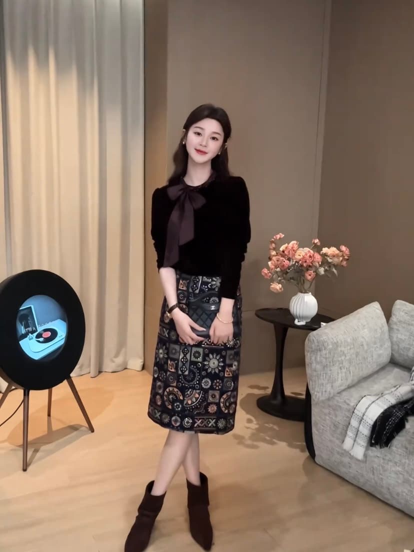 프랑스식 빛 럭셔리 체인 프리 틸라 리아 나비 매듭 스트랩 천 금빛 바람 벨벳 셔츠 맨위 이미지 4