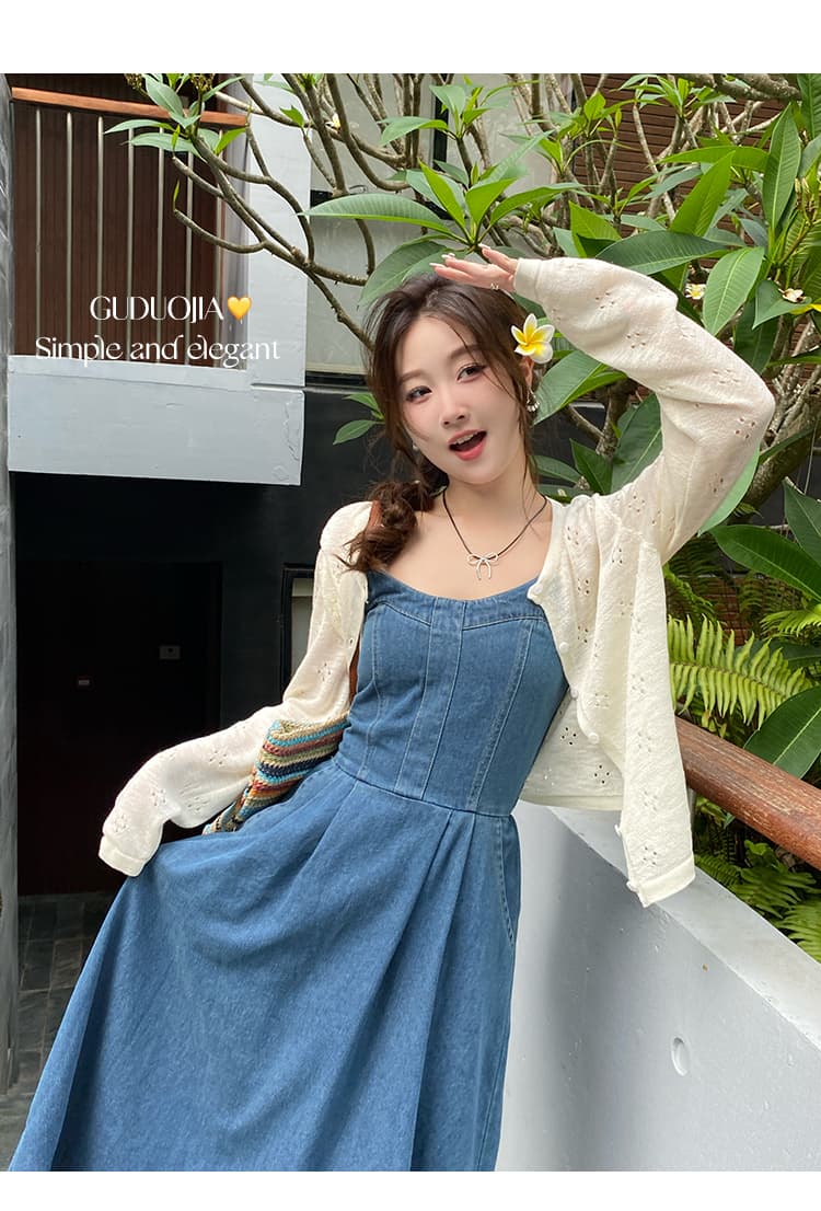 오픈 가디건 Tulle 여름 2026 새로운 여름 얇은 스타일 슬립 드레스 외부 가져 가라. 블라우스 자외선 차단 니트 스웨터 재킷 맨위 상세 이미지 15