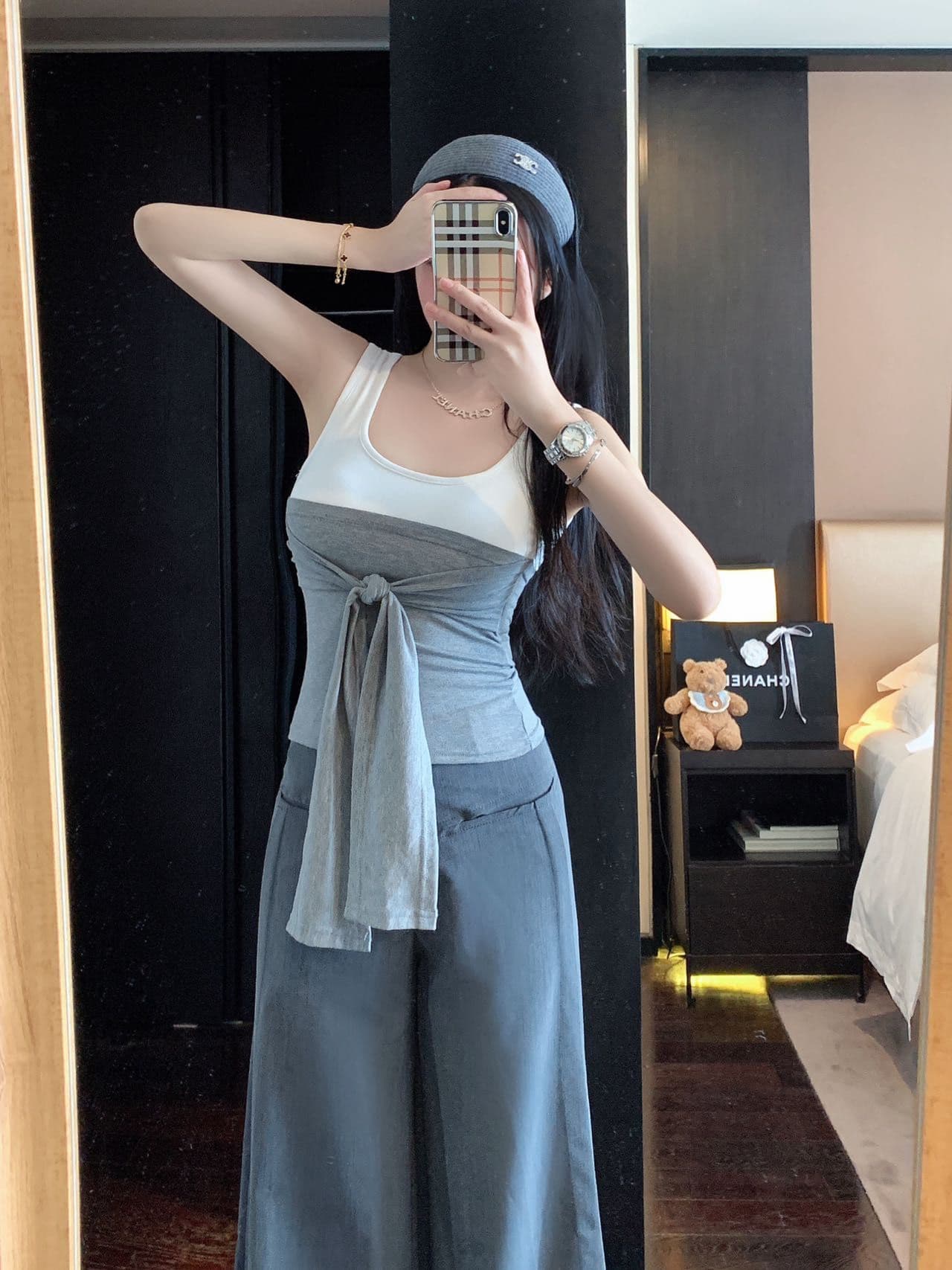 작은 대중 디자인 센스 오프숄더 페이크 레이어드 반팔 티셔츠 여성 여름 레이스업 몸매 가꾸기 슬림해 보이는 쇼트 스타일 맨위 상세 이미지 17