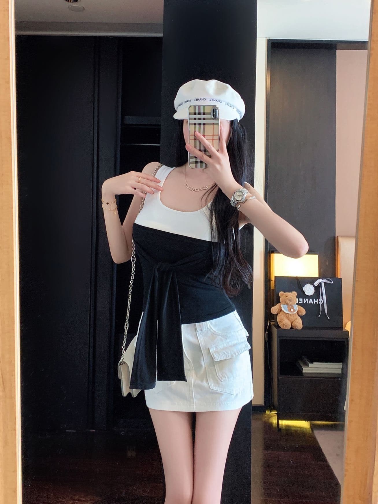 작은 대중 디자인 센스 오프숄더 페이크 레이어드 반팔 티셔츠 여성 여름 레이스업 몸매 가꾸기 슬림해 보이는 쇼트 스타일 맨위 상세 이미지 21
