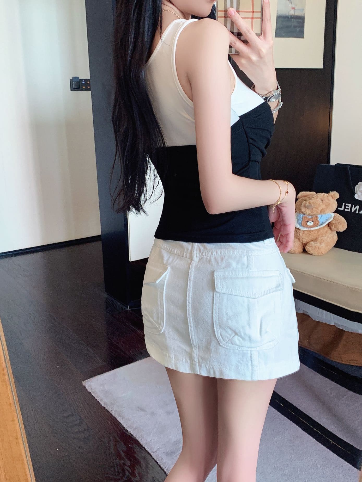 작은 대중 디자인 센스 오프숄더 페이크 레이어드 반팔 티셔츠 여성 여름 레이스업 몸매 가꾸기 슬림해 보이는 쇼트 스타일 맨위 상세 이미지 28