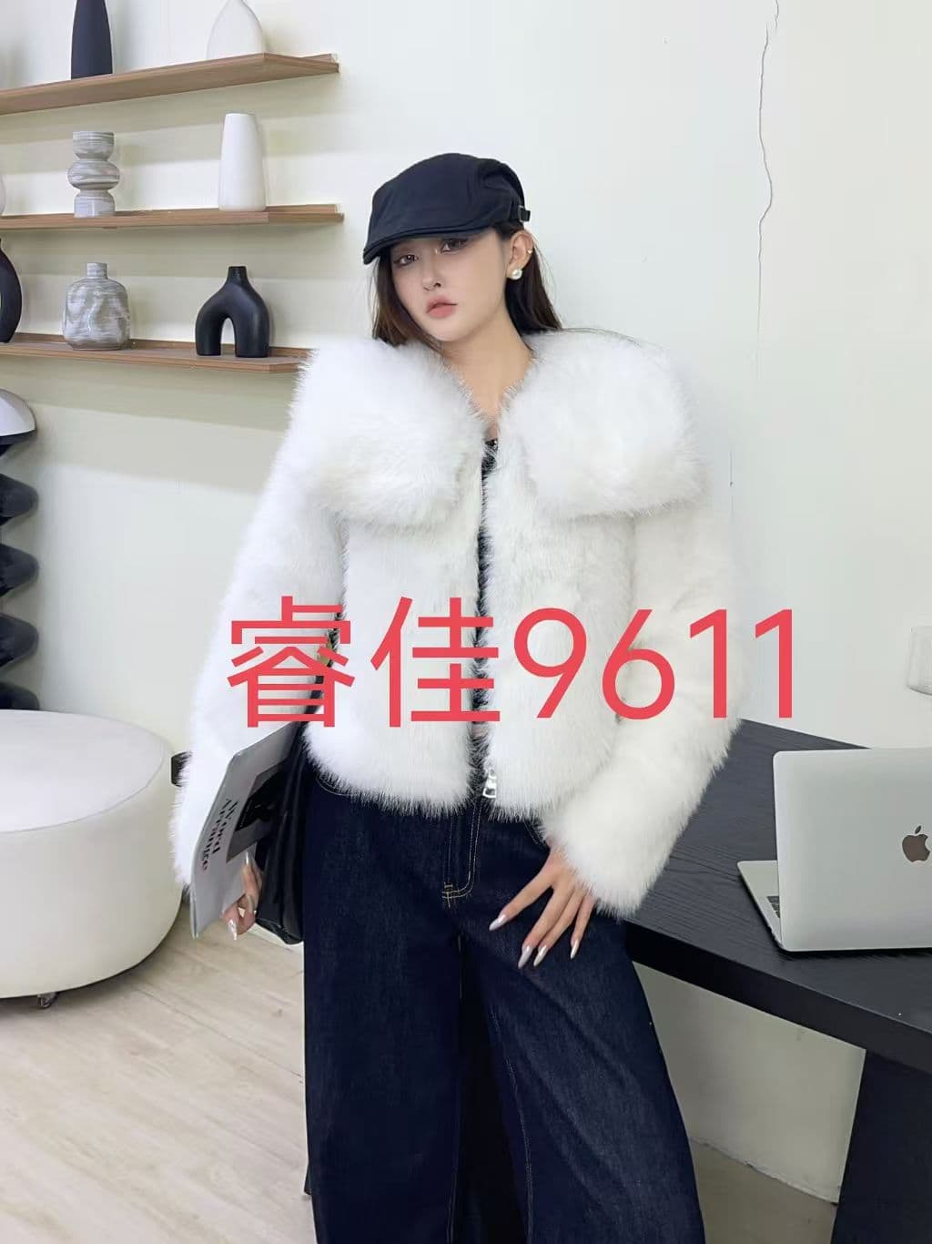 jamuus 아이슬란드 겨울 털 벨벳 폴로 칼라 작은 외투 여성 심장 사랑 부드러운 찹쌀 다용도 보온 쇼트 스타일 맨위 상세 이미지 3