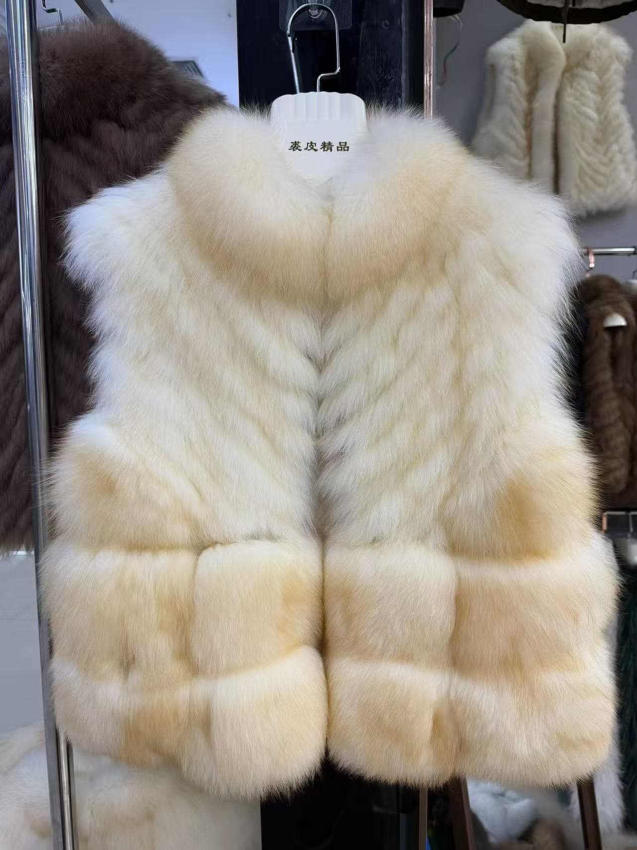 패치워크 폭스 모피 조끼 여자 가을 겨울 품격 루즈핏 고급 센스 보온 재킷 상세 이미지 3