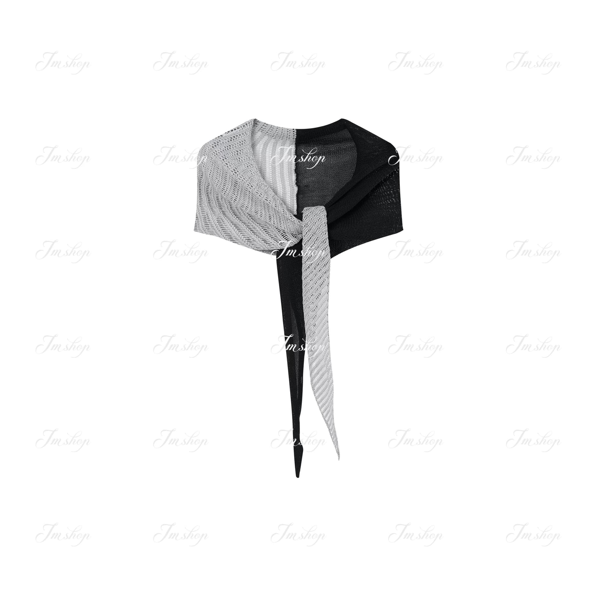 jmshop 아름다움 어깨 함락 양모 혼방 행침 목 슬립 모방 아마 숄 투피스 세트 여름 니트 세트 상세 이미지 15