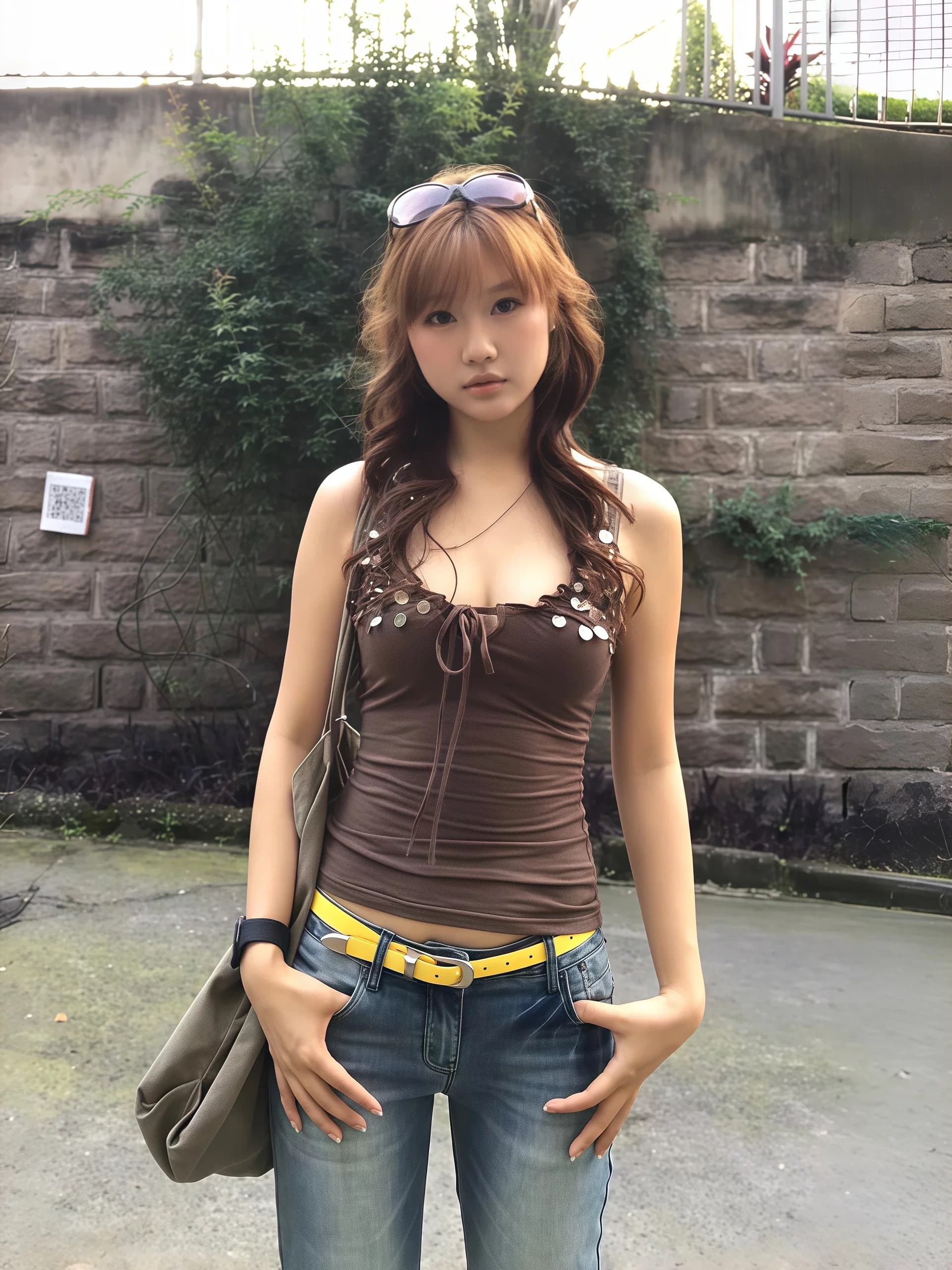 깨진 빛 빛 플래시 라이 경기 서울 주간 실크 프릴 수공 스팽글 디자인 행침 목 레이스업 조끼 이미지 2